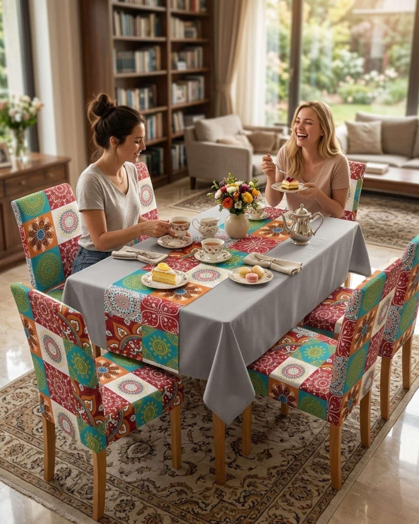 Juego De Mantel Antimanchas 140x220 + 6 Fundas De Silla 08-4