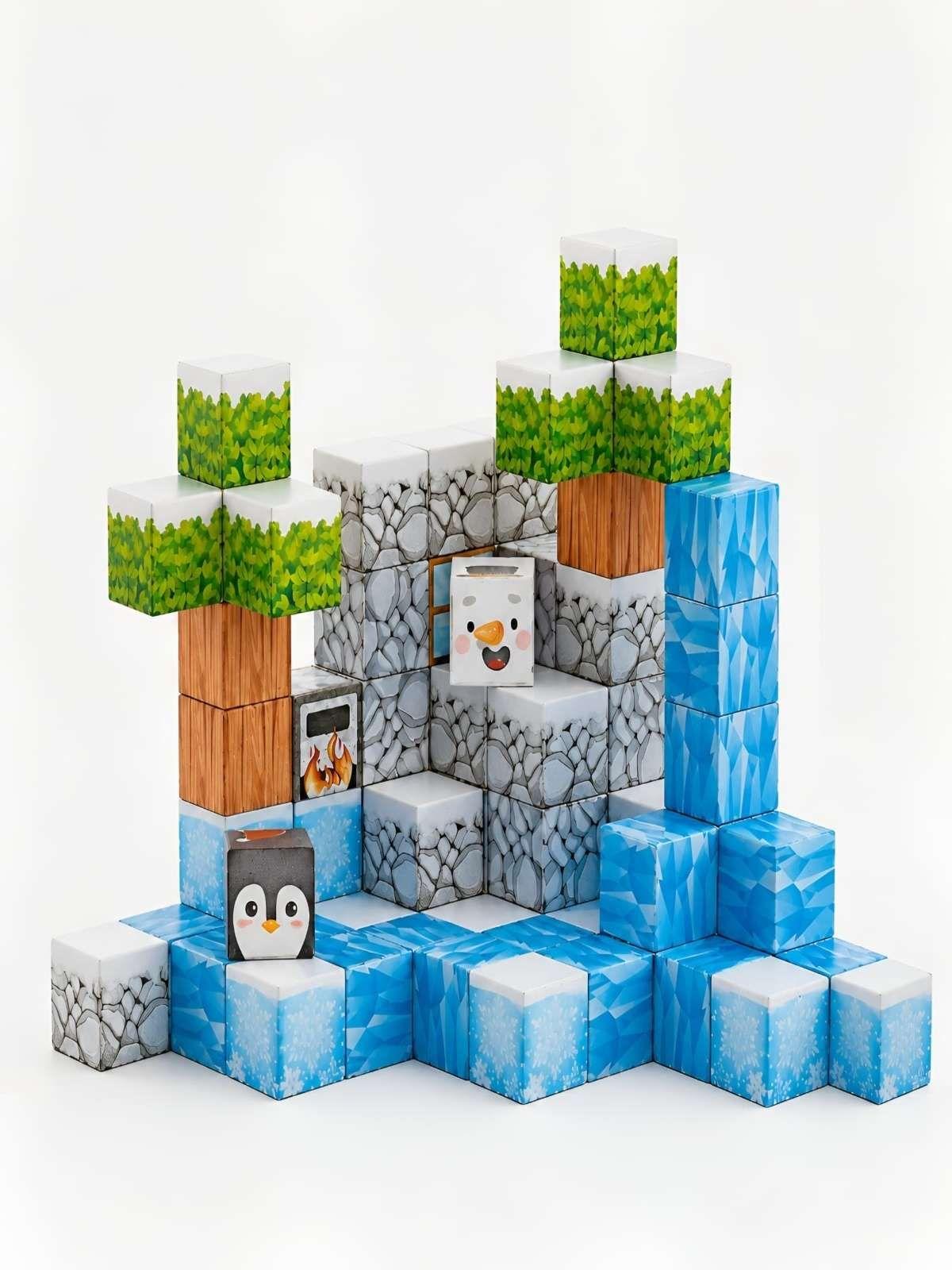 Set de Bloques Magnéticos 66 Piezas Cubos de Construcción Mundo Ártico 3D-2
