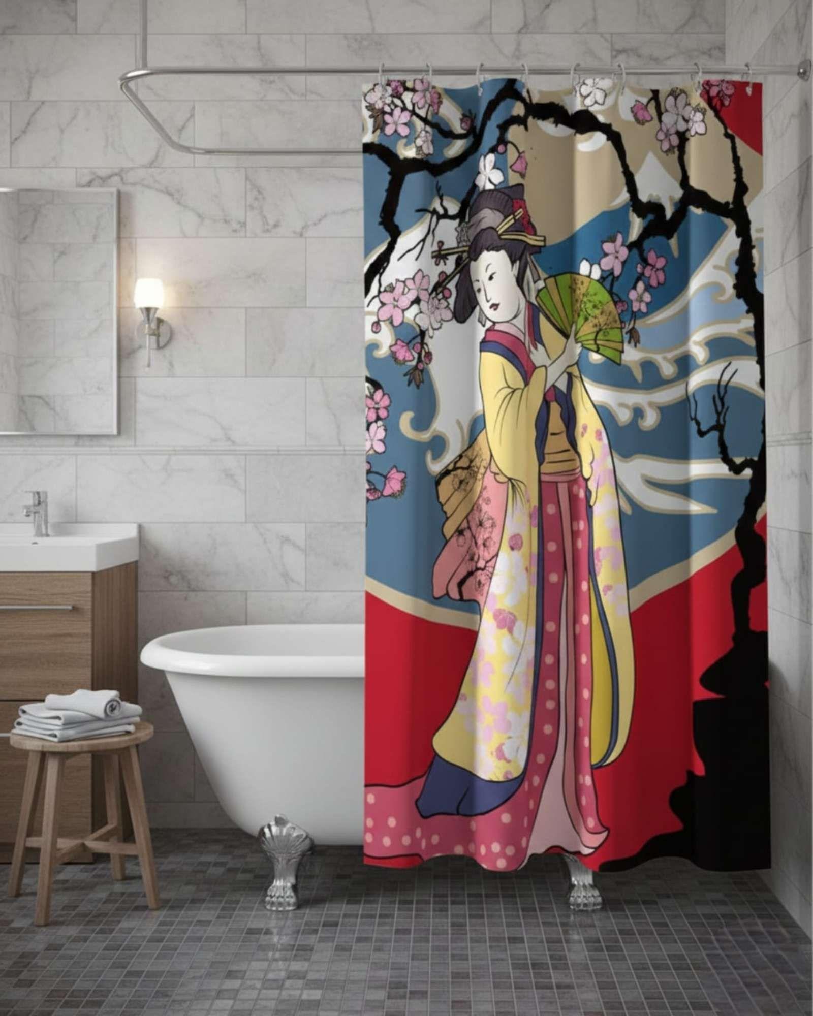 Cortina de Baño Tela Género + Forro Impermeable c24-2