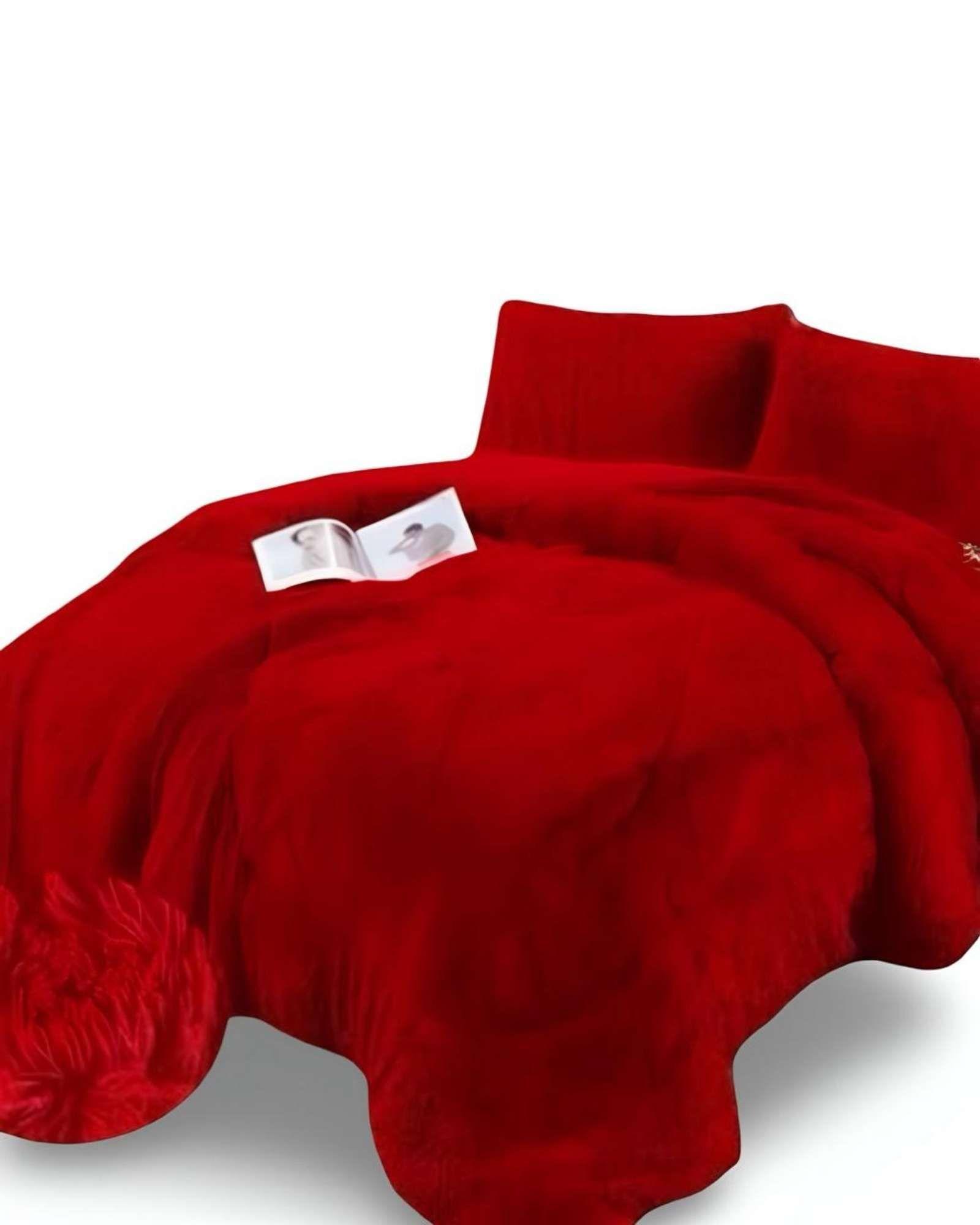 COBERTOR ELEGANTE CHIPORRO UNICOLOR PELUDO DE INVIERNO PLAZA Y MEDIA S61-2