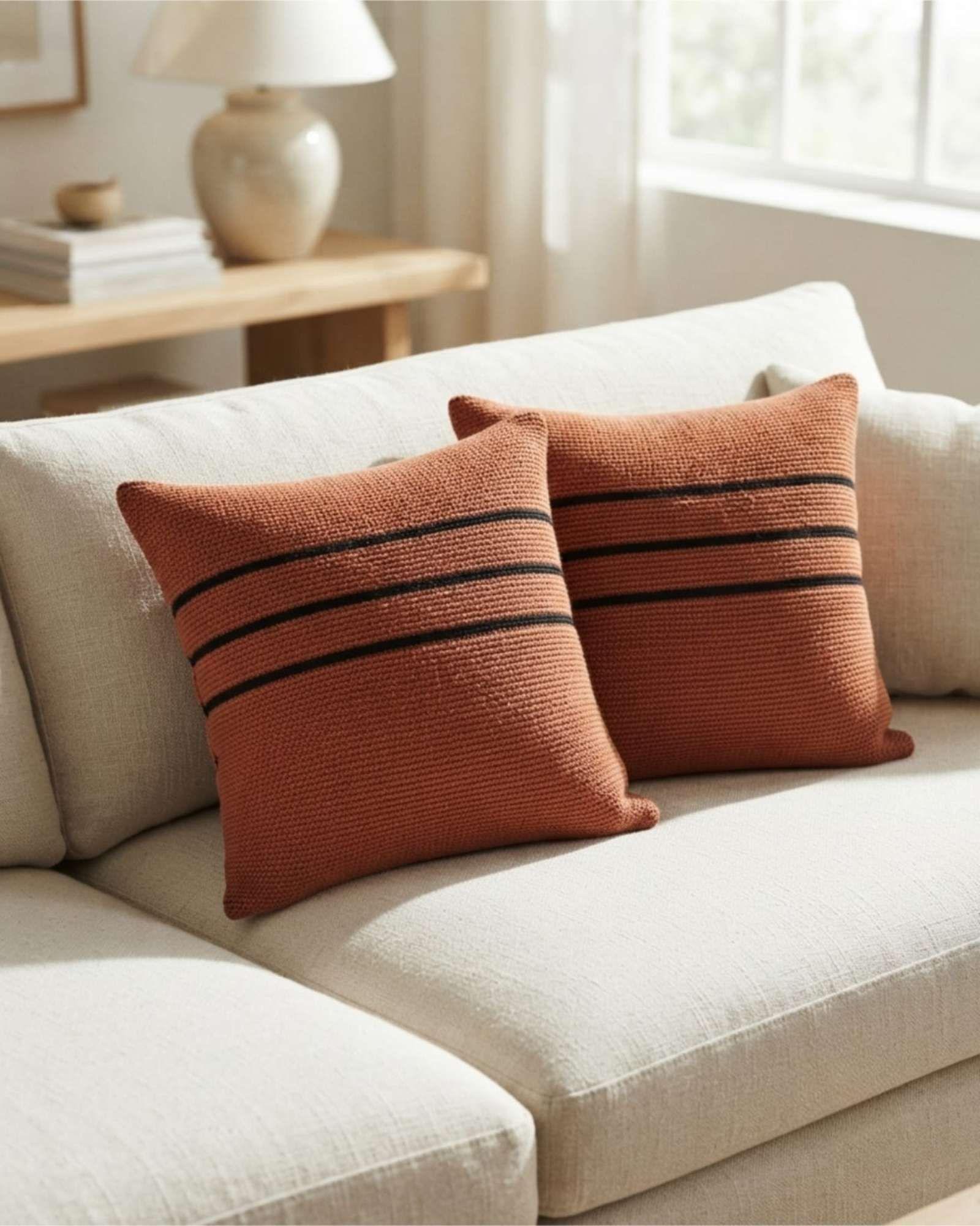 Set x2 Fundas de Cojín Chenille con Franjas 45x45 cm 4-1