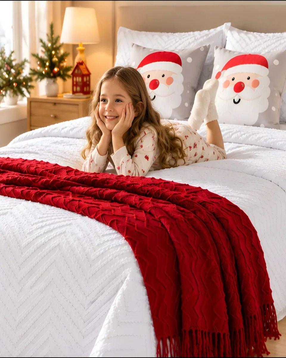 Set de Cama Navideño con Cubrecamas y 2 Fundas de Cojin 1.5 Plaza m23-2
