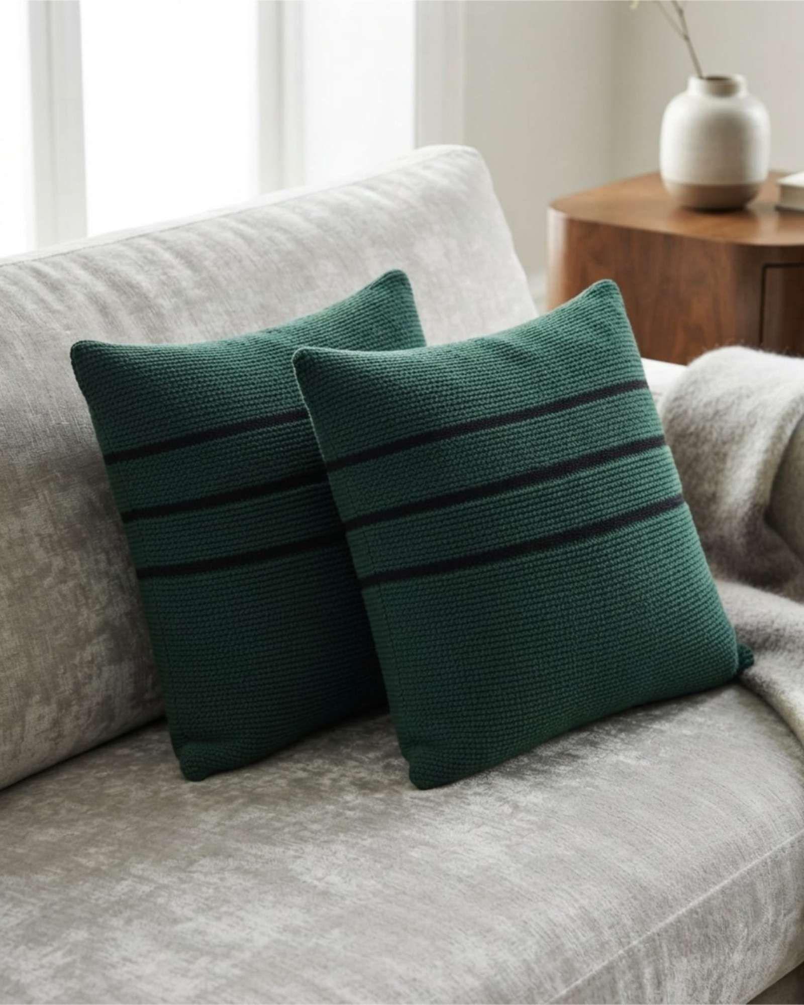 Set x4 Fundas de Cojín Chenille con Franjas 45x45 cm 05-0