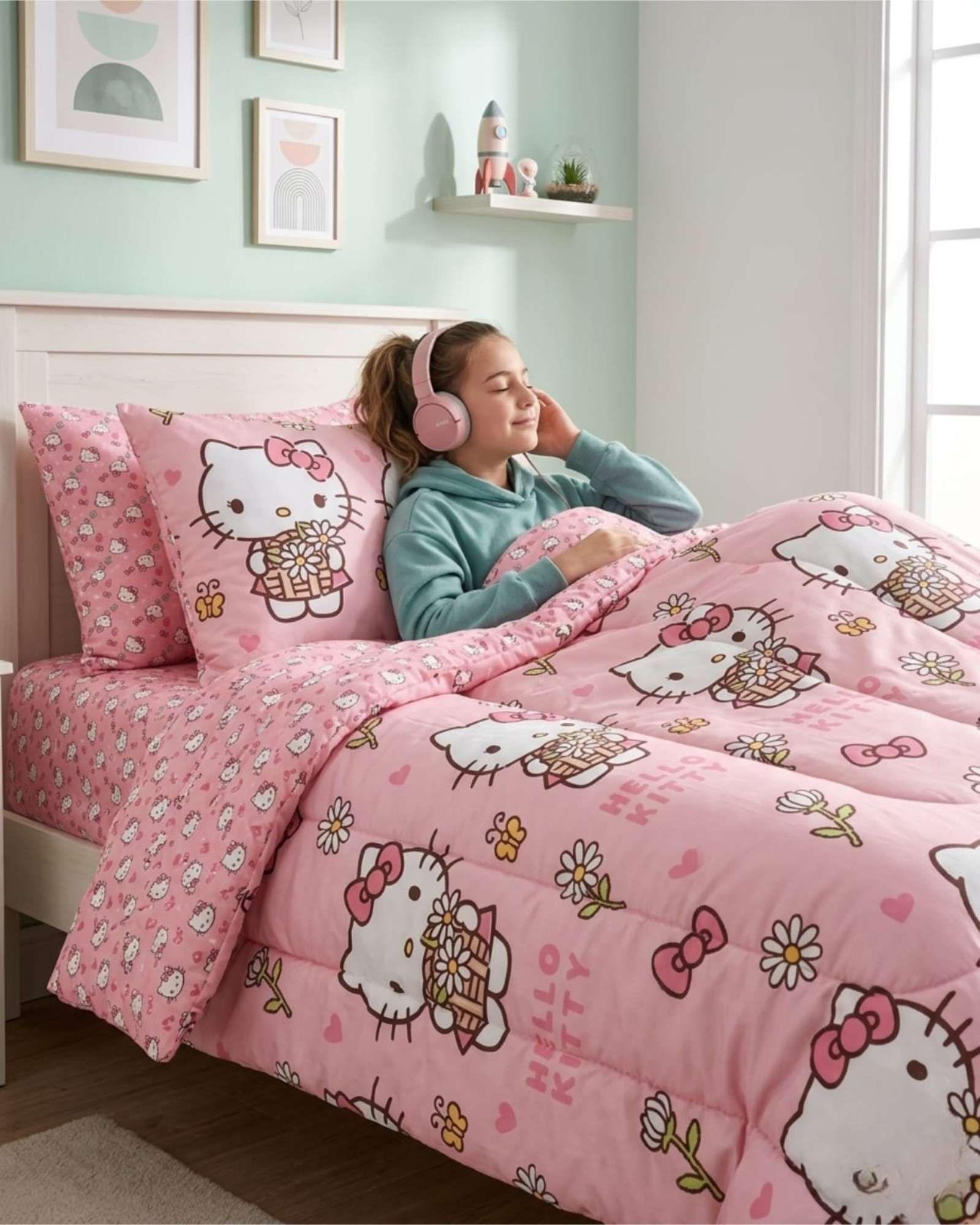 Plumón Hello Kitty Diseño Margarita Plaza y Media blanco-3