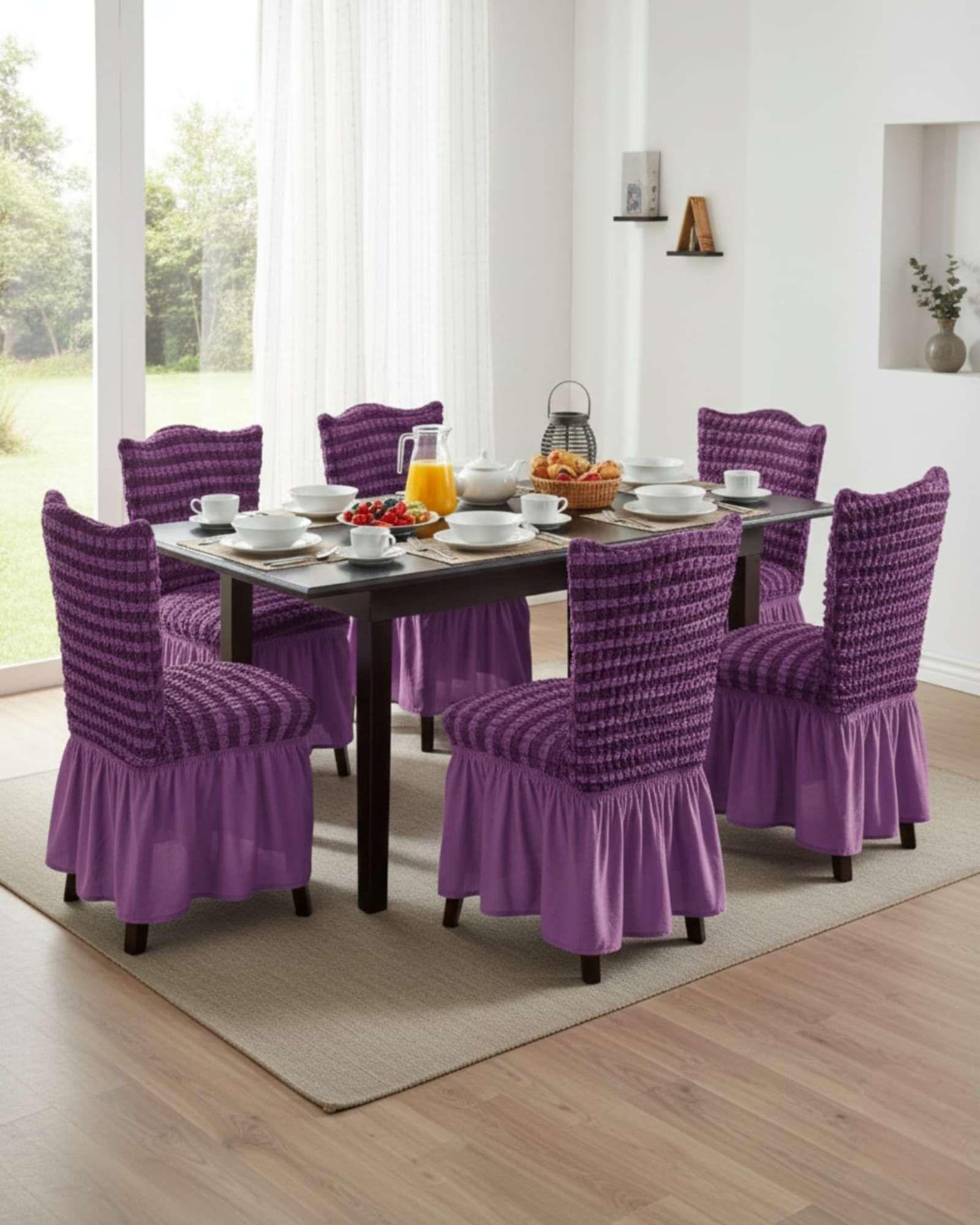 JUEGO DE 6 FUNDAS PARA SILLAS DISEÑO TURKA DE LINEAS M2-4