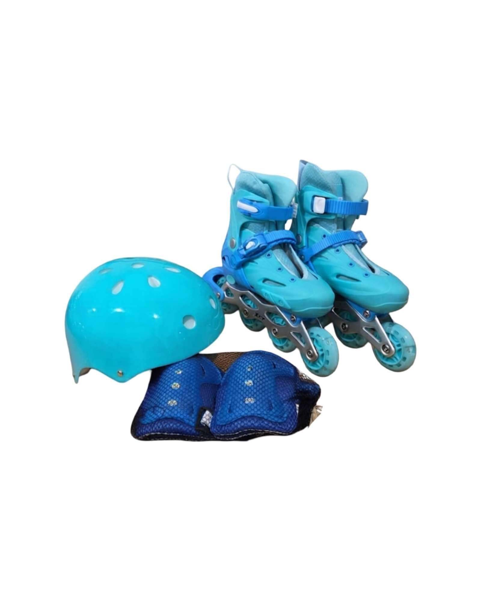 Patines Rollers En Linea Ajustables Con Luces Led Mas Kit De Proteccion Talla M m1-5