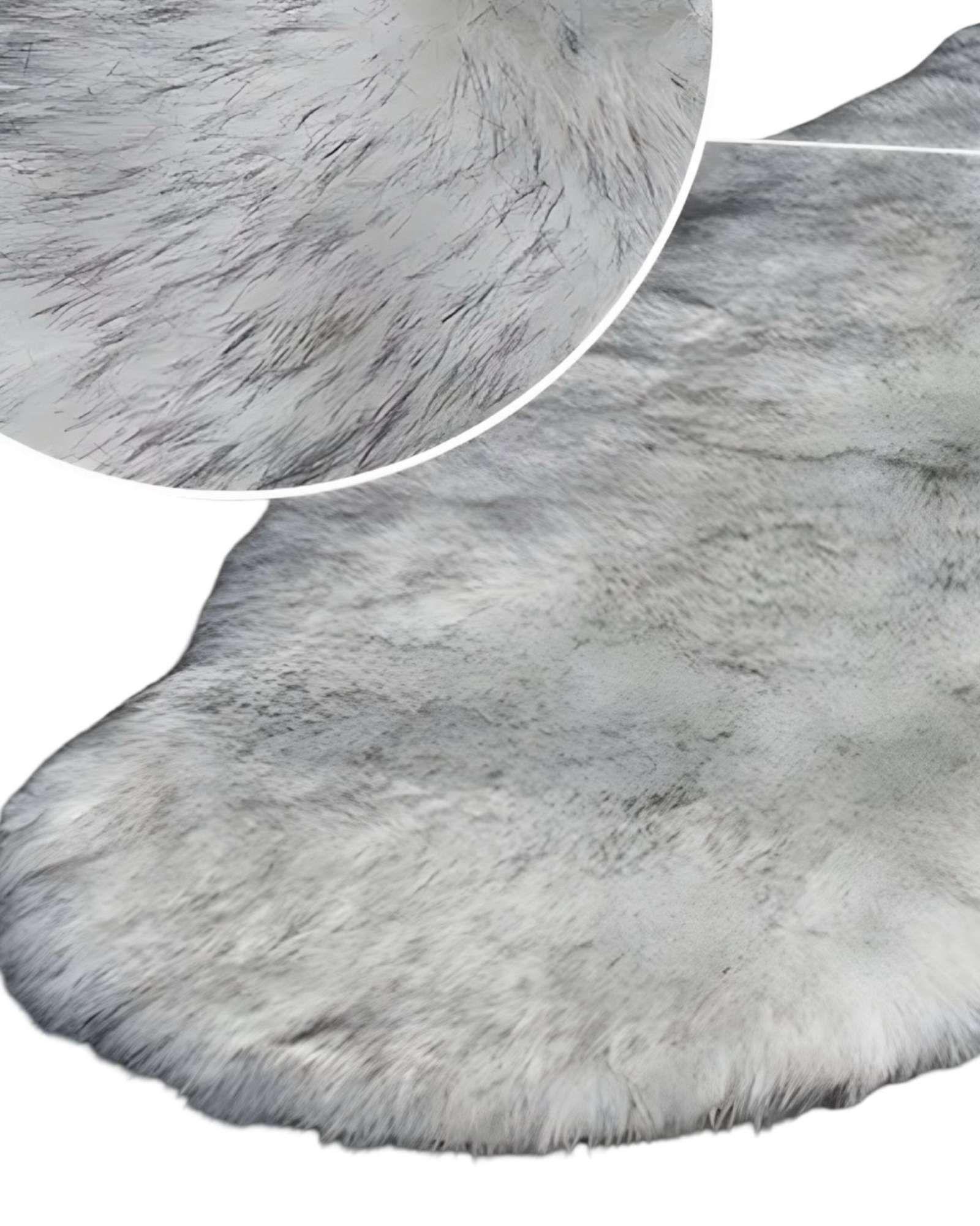 ALFOMBRAS DECORATIVAS IMITACION PIEL DE CONEJO BLANCO CON GRIS-2