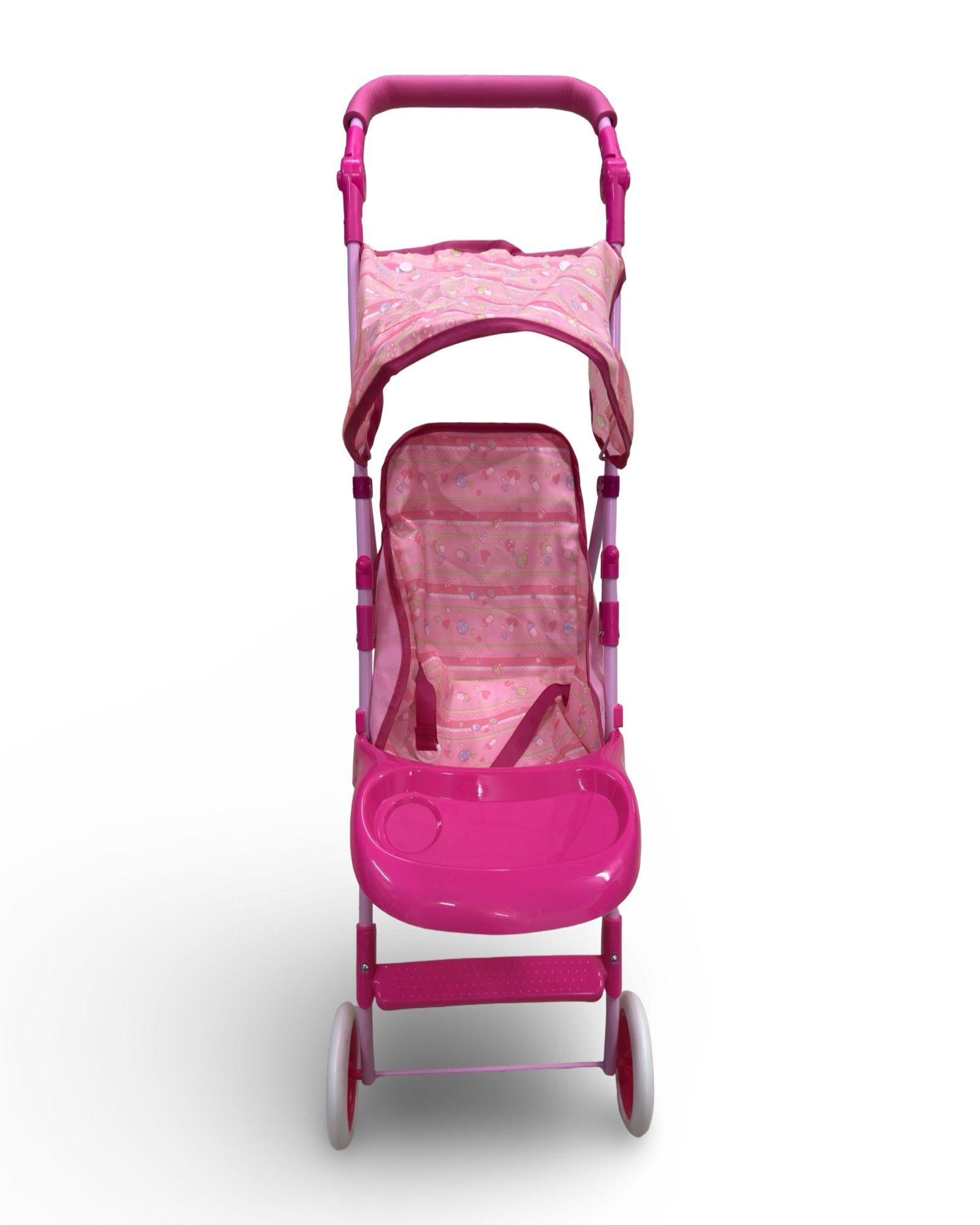 COCHE MUÑECA METALICO GRANDE DISEÑO ROSADO-3
