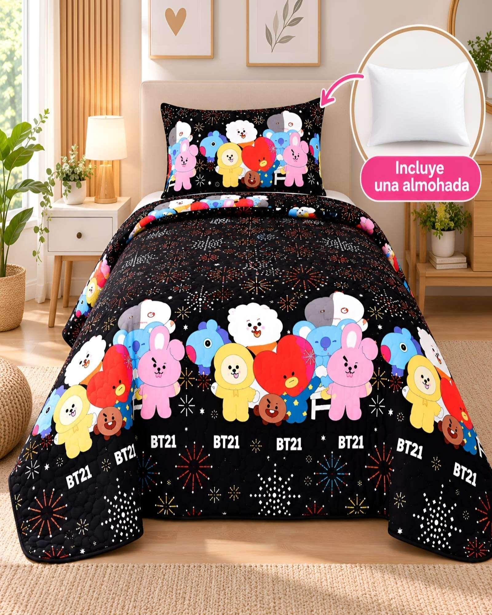 Set Quilt Verano 1.5 Plazas + Almohada + Funda De Almohada 14-3