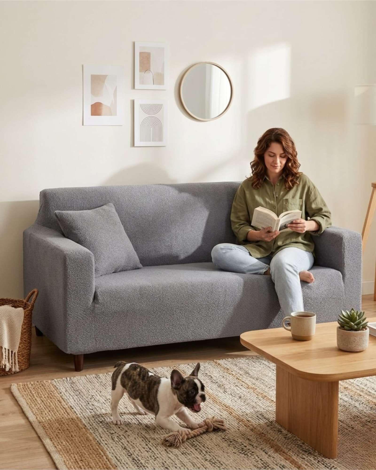 Cubre Sofá 3 Cuerpos Tipo T Texturizado Tela Spandex Ajustable 04-3