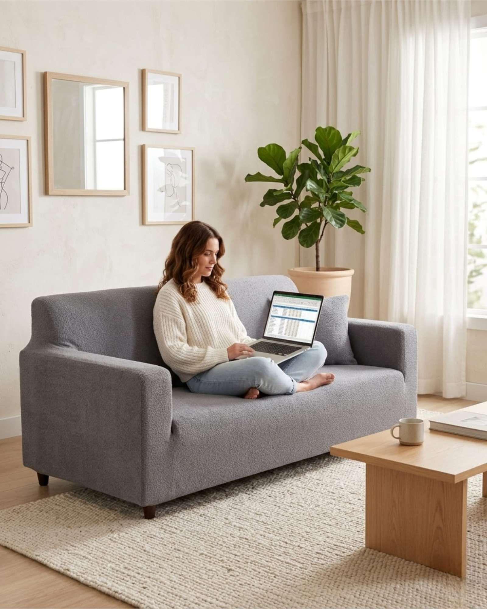 Cubre Sofá 3 Cuerpos Tipo T Texturizado Tela Spandex Ajustable 04-4