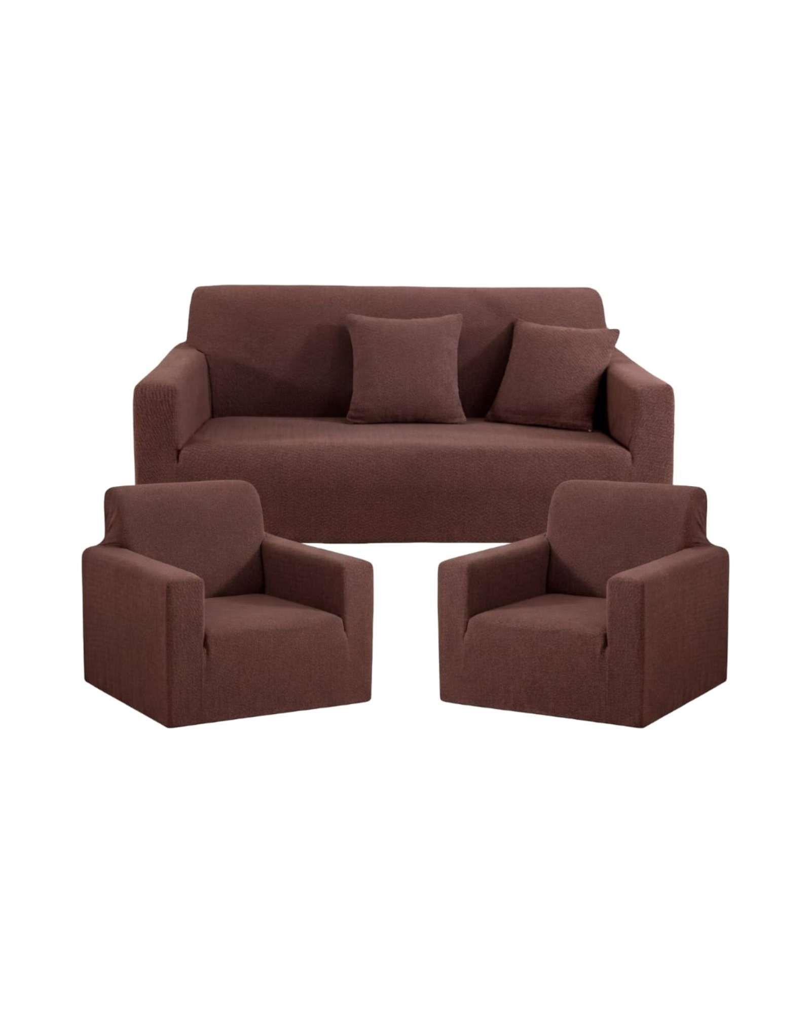 Pack Fundas Elásticas 3+1+1 para Sofá Tipo T - Tela Spandex Texturizada 02-3