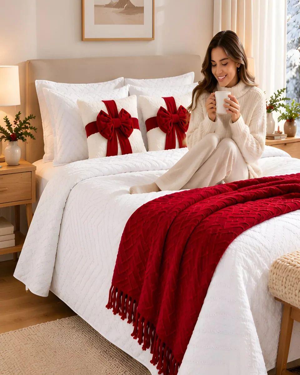 Set de Cama Navideño con Cubrecamas y 2 Fundas de Cojin King m17-5