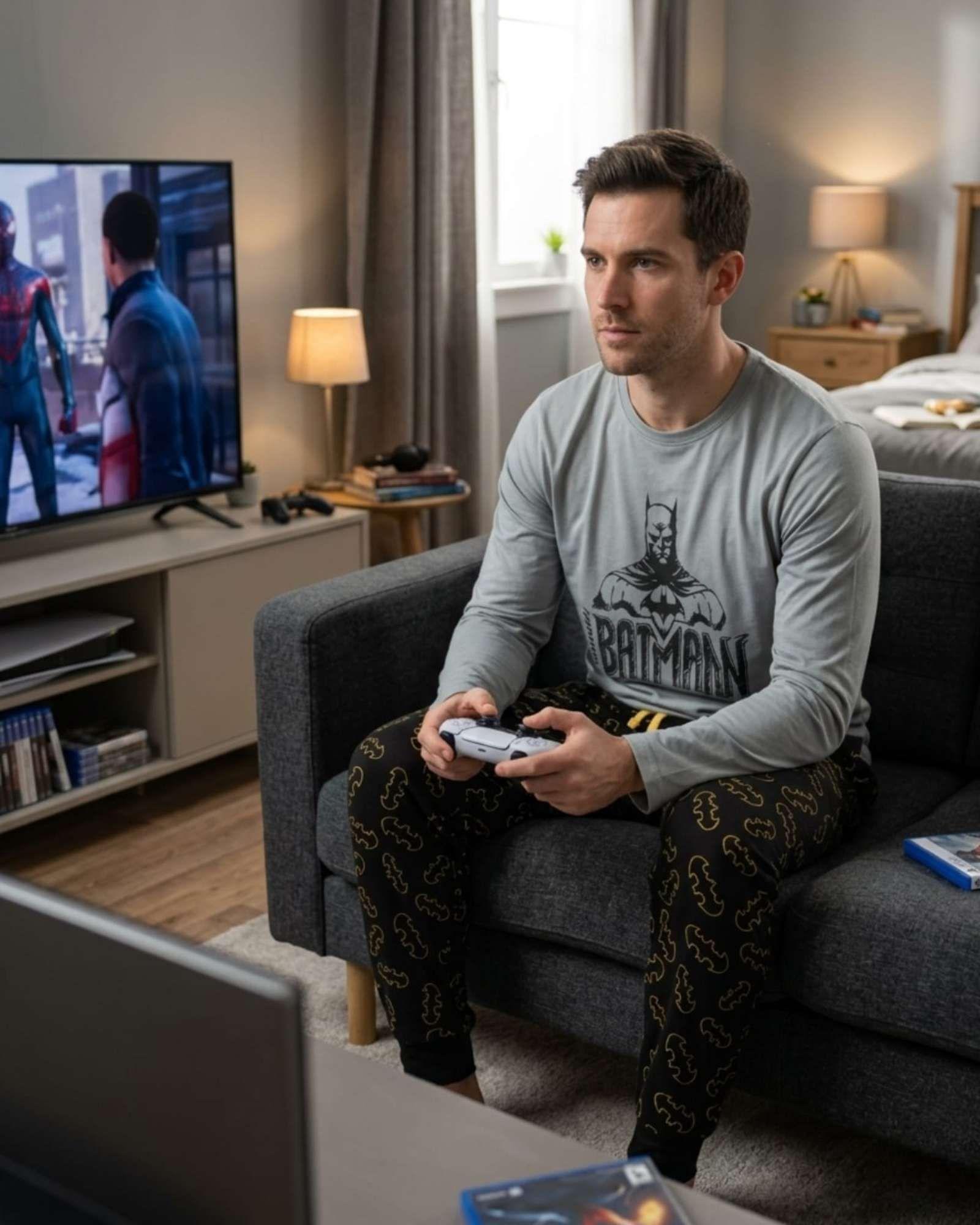 Pijama Hombre Batman Micropolar Térmico Invierno Talla L B1-3