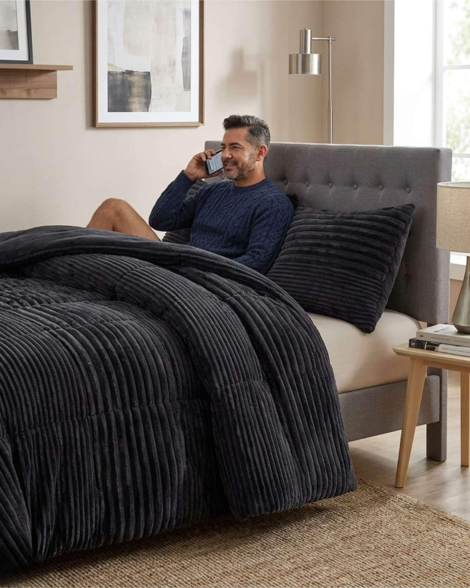 Plumón Acanalado 2 Plazas + Fundas "Renueva tu dormitorio con estilo y comodidad" negro-4