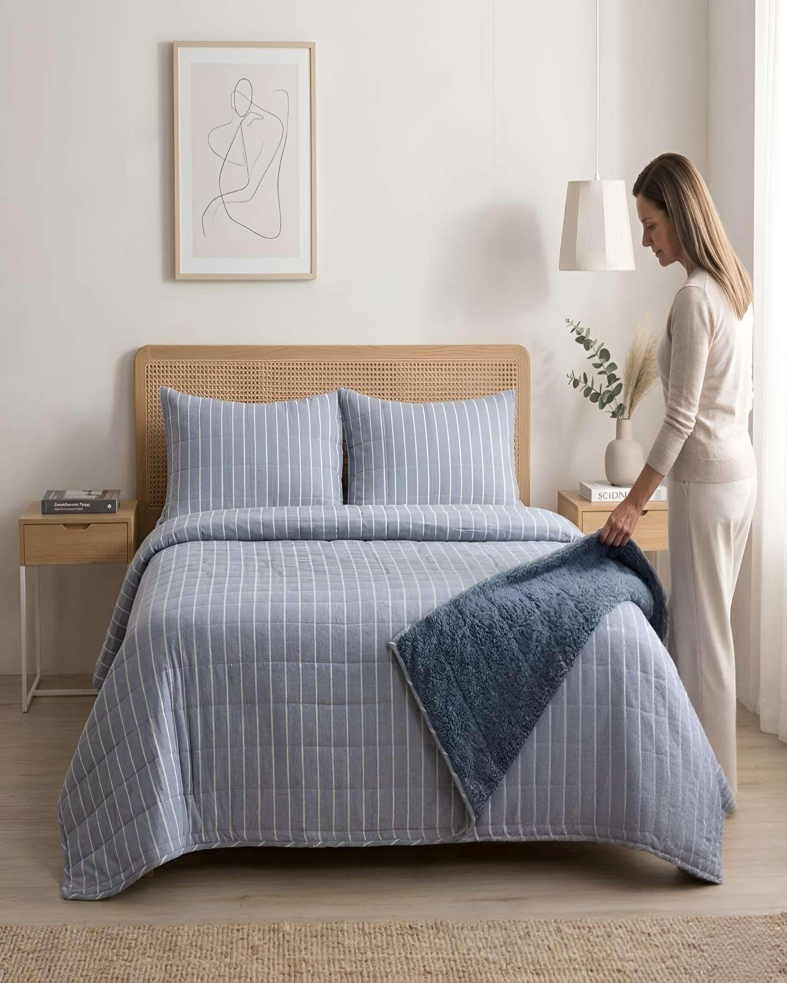 Plumon Quilt 2 Plazas Con Sherpa Palma Cationic Suave m2-4