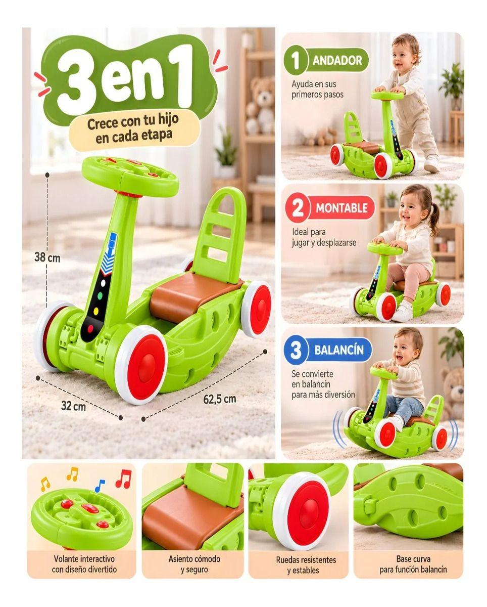 Montable Infantil 3 en 1 Andador Balancín y Correpasillos-2