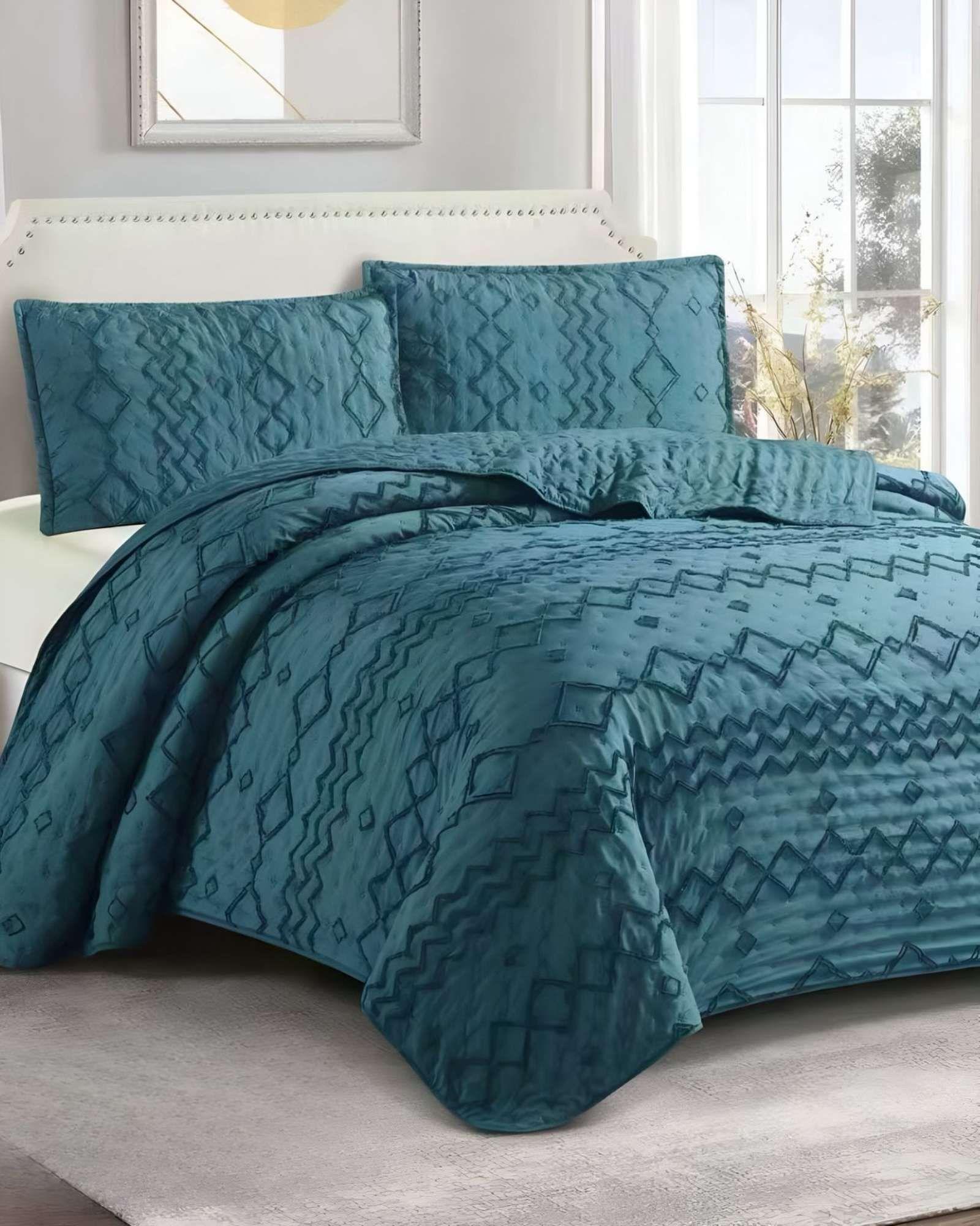 CUBRECAMA QUILT TUFTING DE LUJO SUAVE PLAZA Y MEDIA t04-2