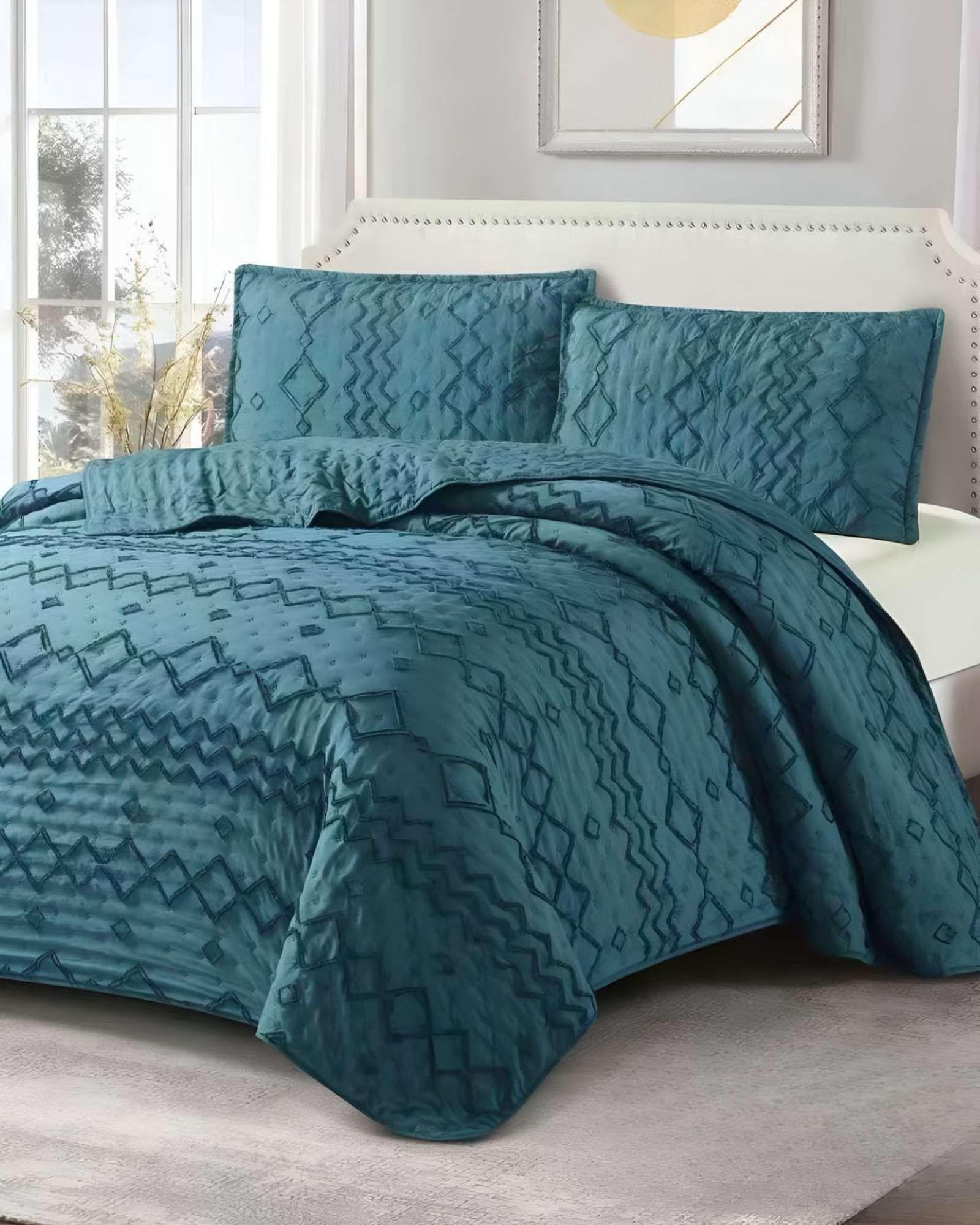 CUBRECAMA QUILT TUFTING DE LUJO SUAVE PLAZA Y MEDIA t04-3