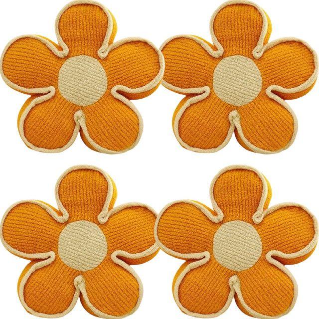 SET DE 4 COJINES DISEÑO FLOR COLOR NARANJA-2