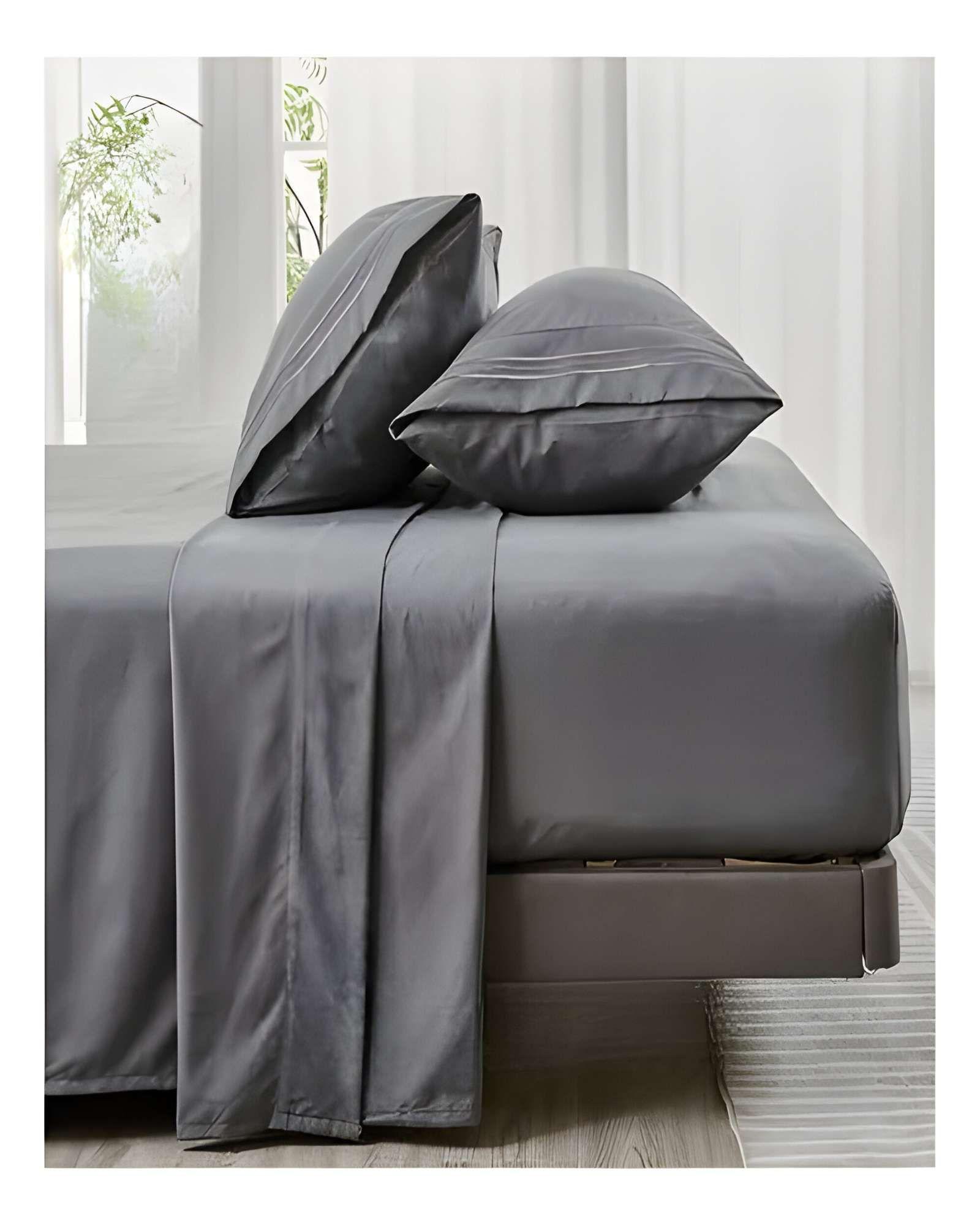 JUEGO DE SABANA 2 PLAZAS  500 HILOS GRIS-3