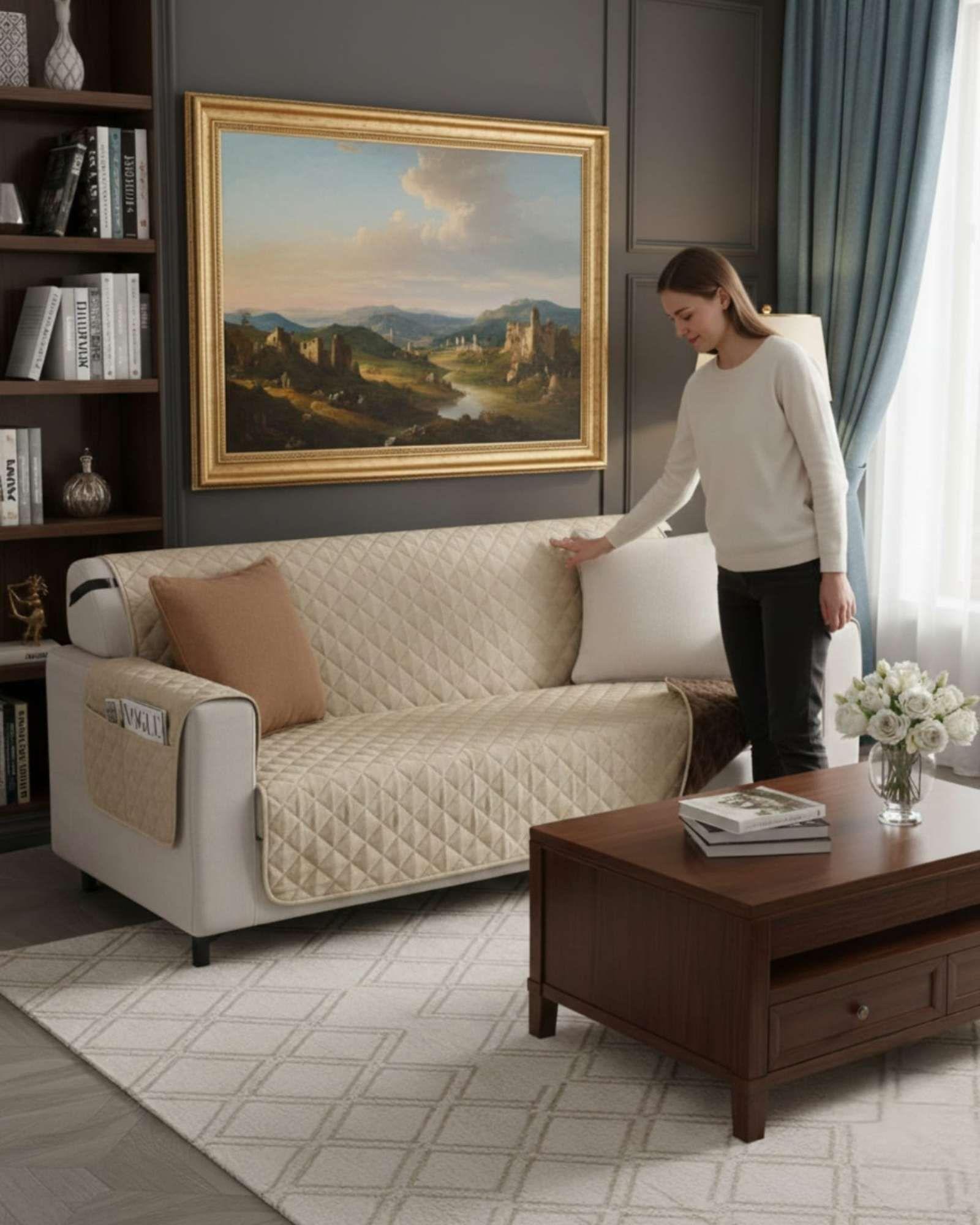 Cubre sillon reversibles con bolsas 3 Cuerpos negro-4