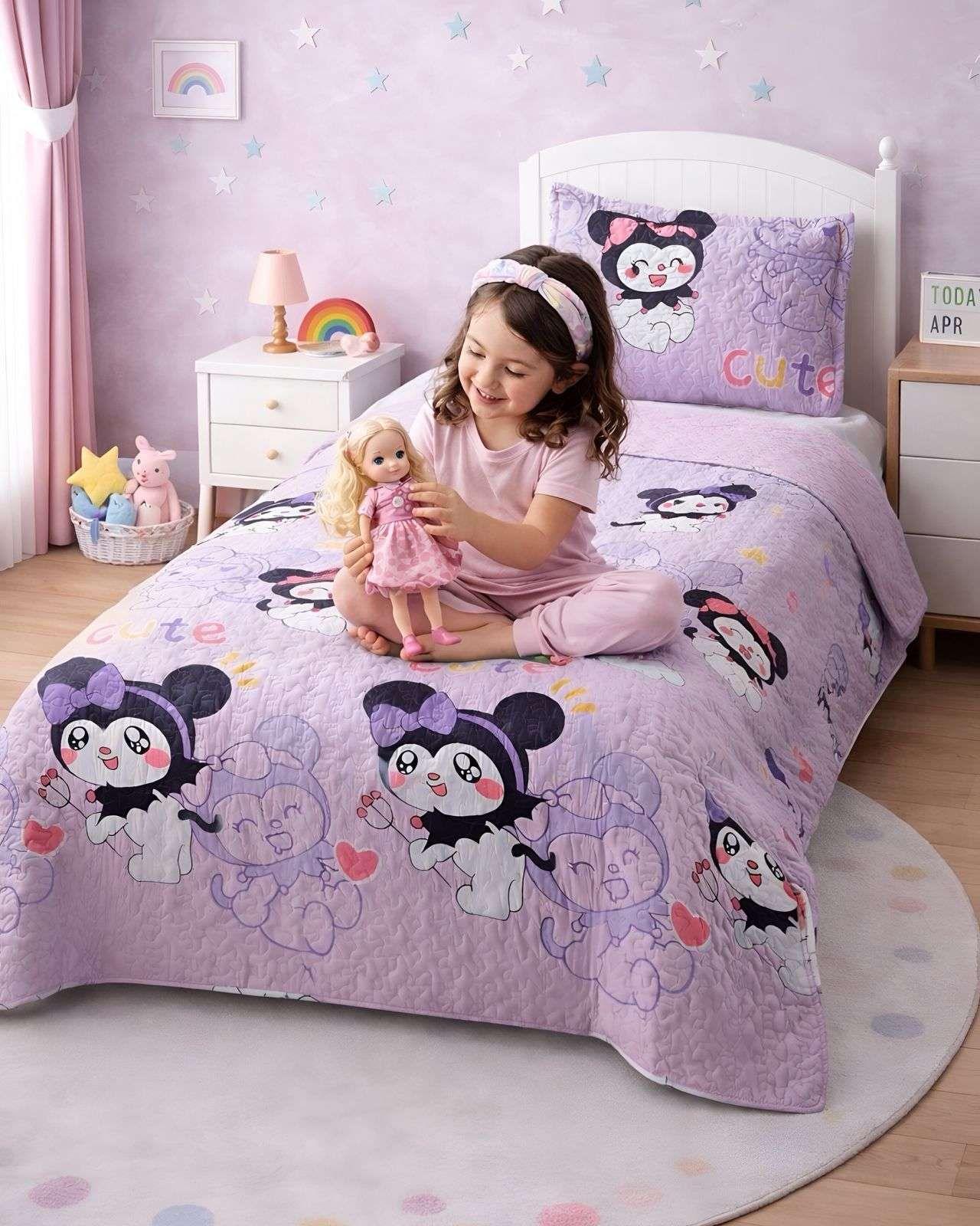 CUBRECAMA DE VERANO NIÑA PLAZA Y MEDIA KUROMI-0
