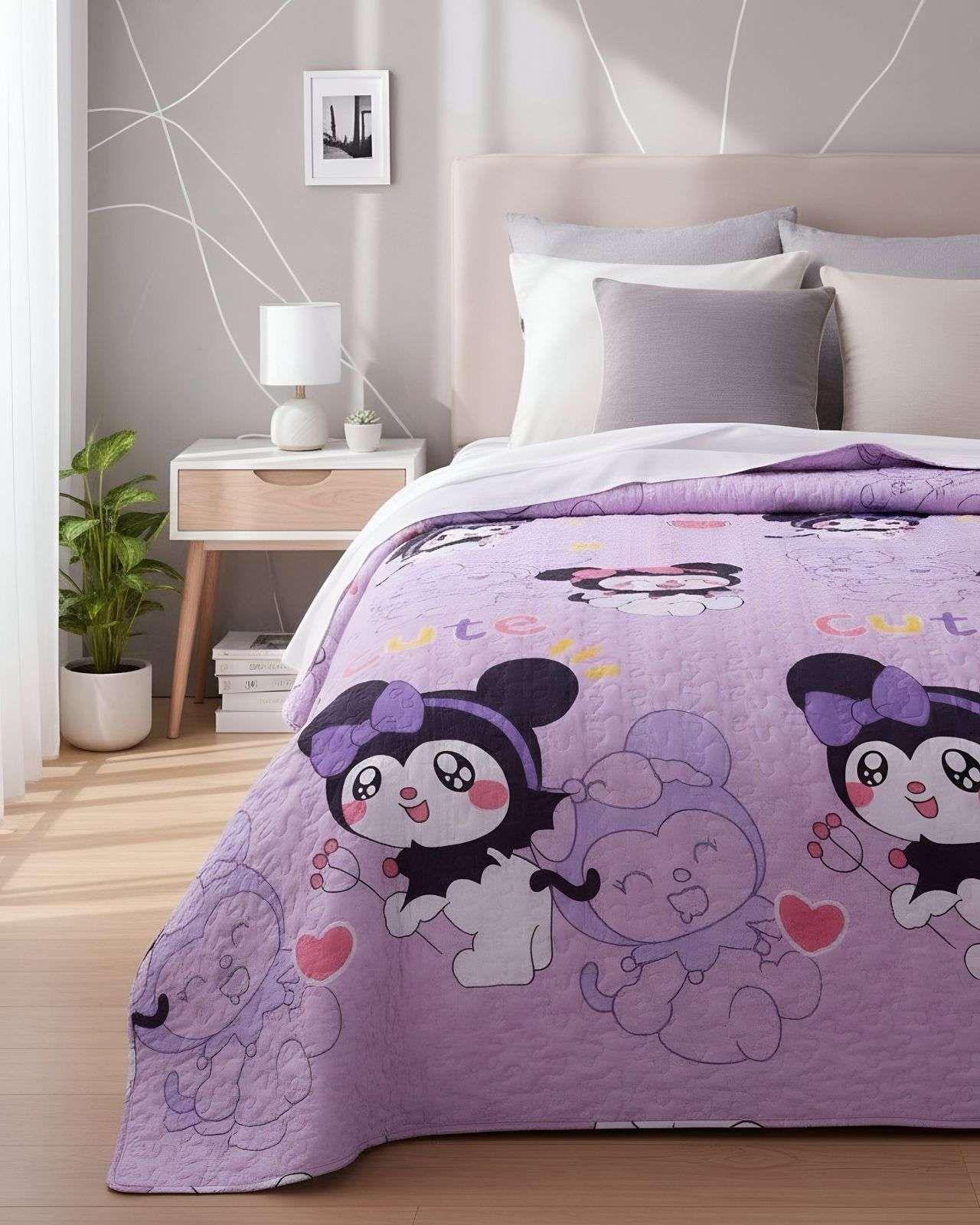 CUBRECAMA DE VERANO NIÑA PLAZA Y MEDIA KUROMI-2