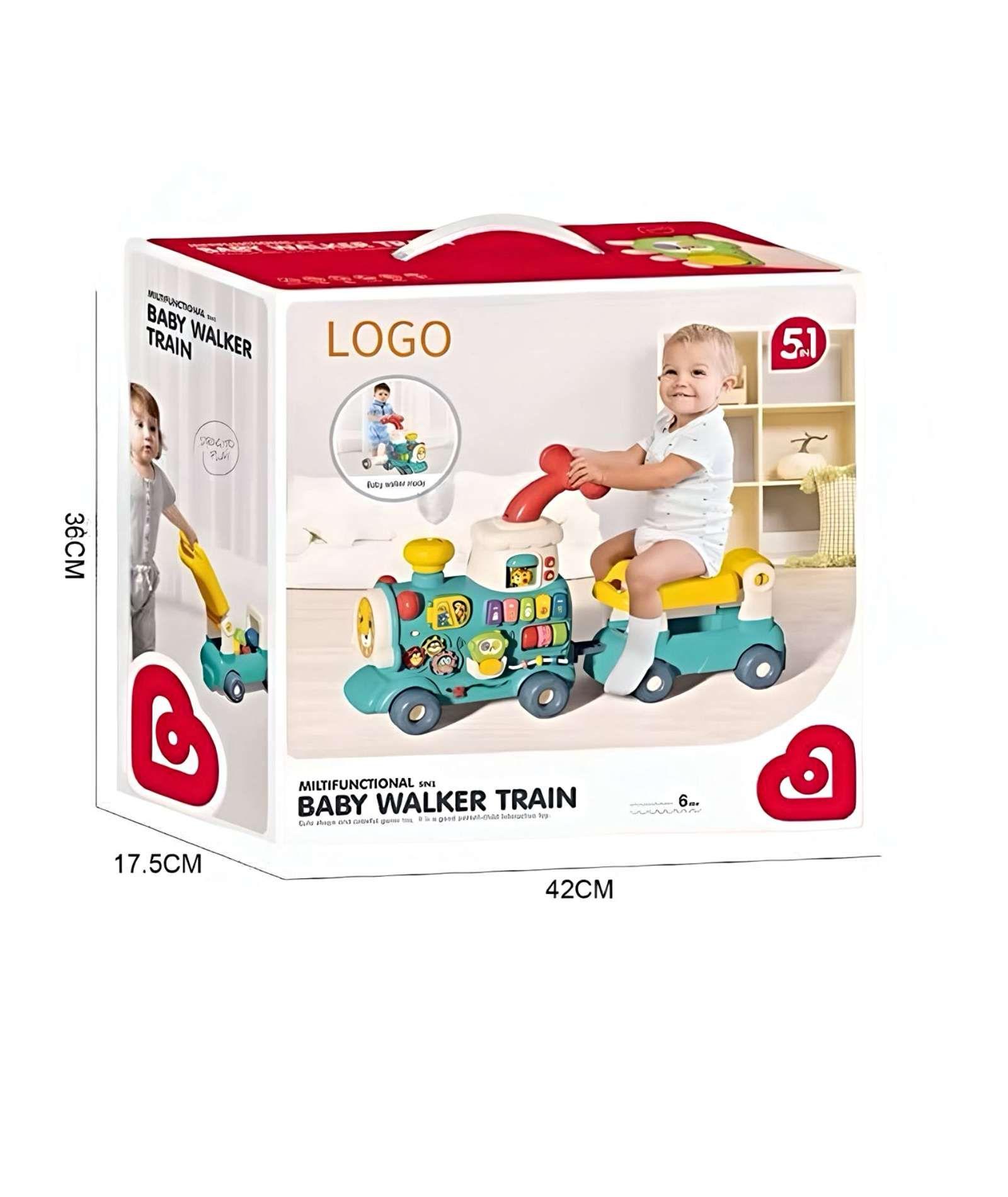 Correpasillo andador  trencito musical infantil 5 en 1 Azul-3