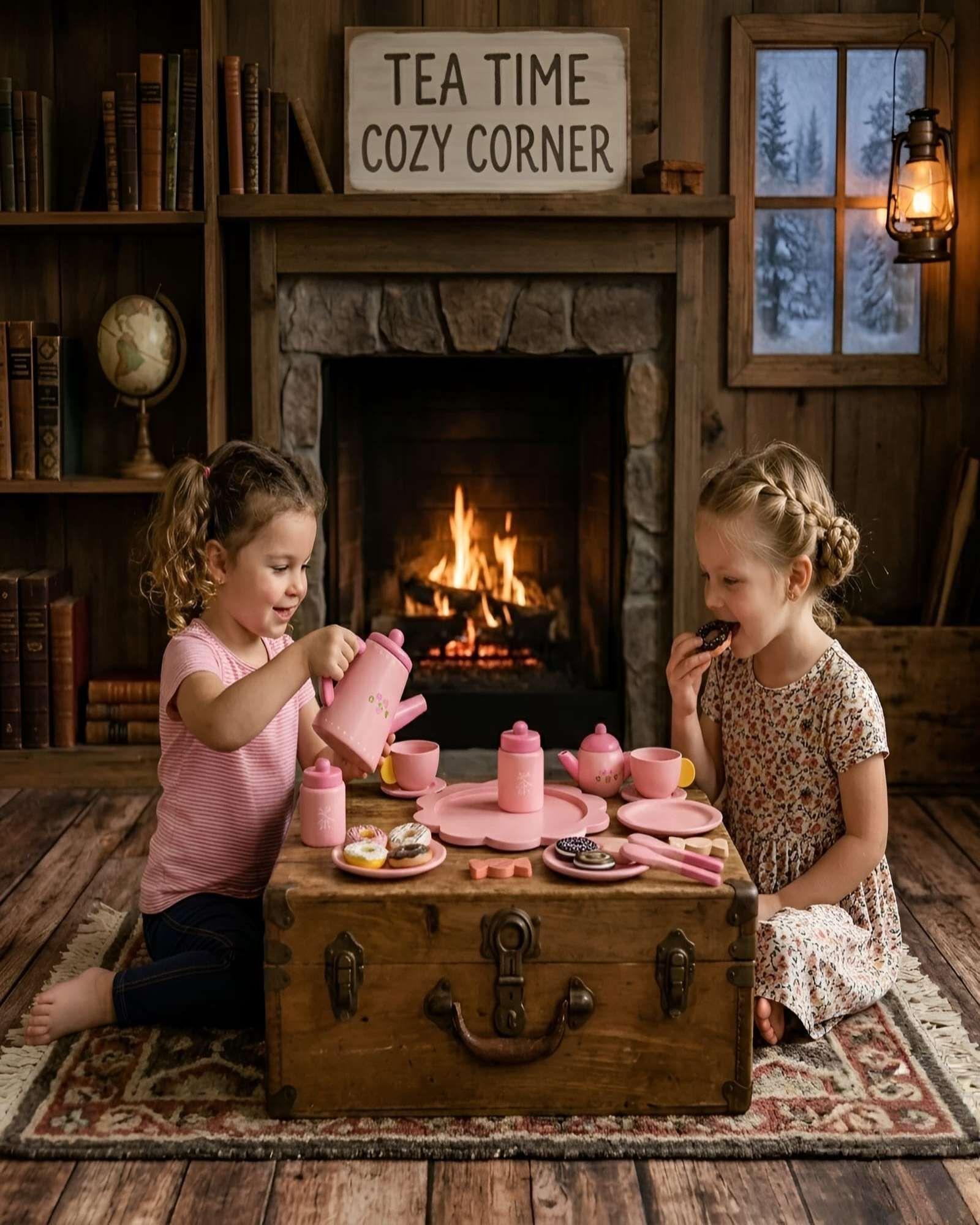 Set de Té de Madera Infantil - Juego de Té y Pastelería con Accesorios-2