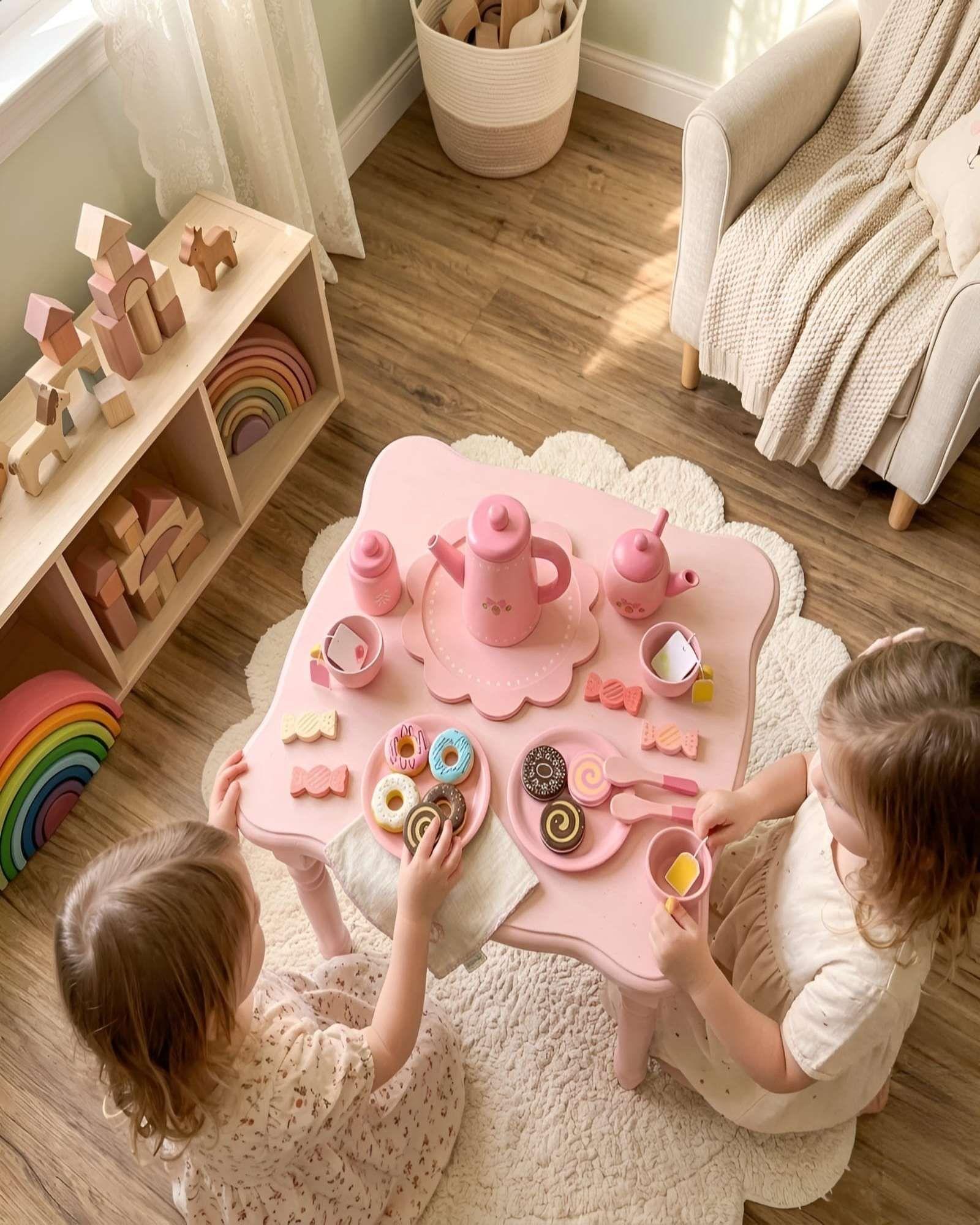 Set de Té de Madera Infantil - Juego de Té y Pastelería con Accesorios-4