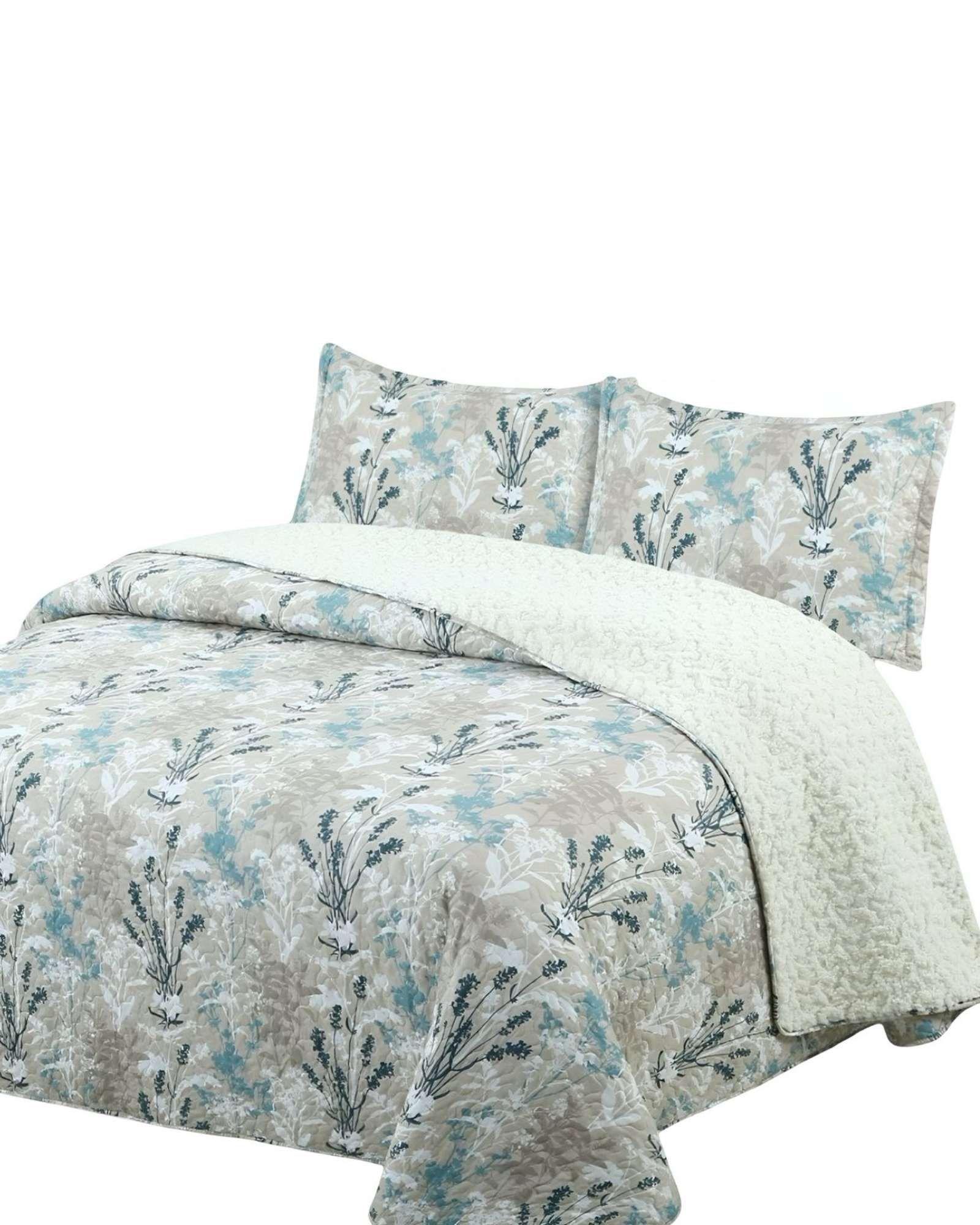 Cubrecama Quilt con sherpa 2 plaza beige 230 cm x 250 cm J11-2