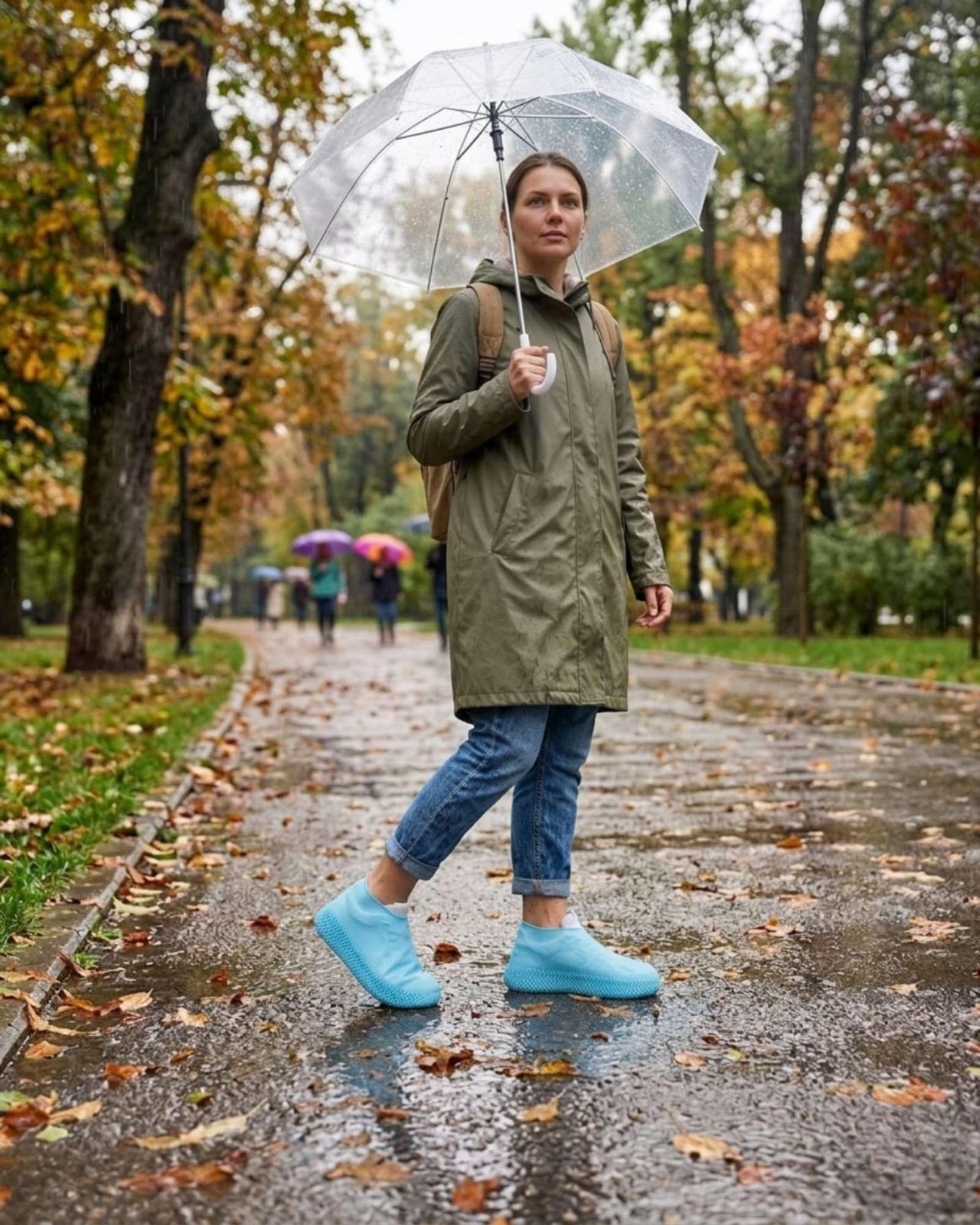 Cubre Zapatos De Silicona Impermeable Para Lluvia Talla S Azul-0