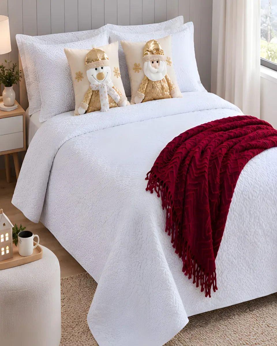 Set de Cama Navideño con Cubrecamas y 2 Fundas de Cojin King m8-6