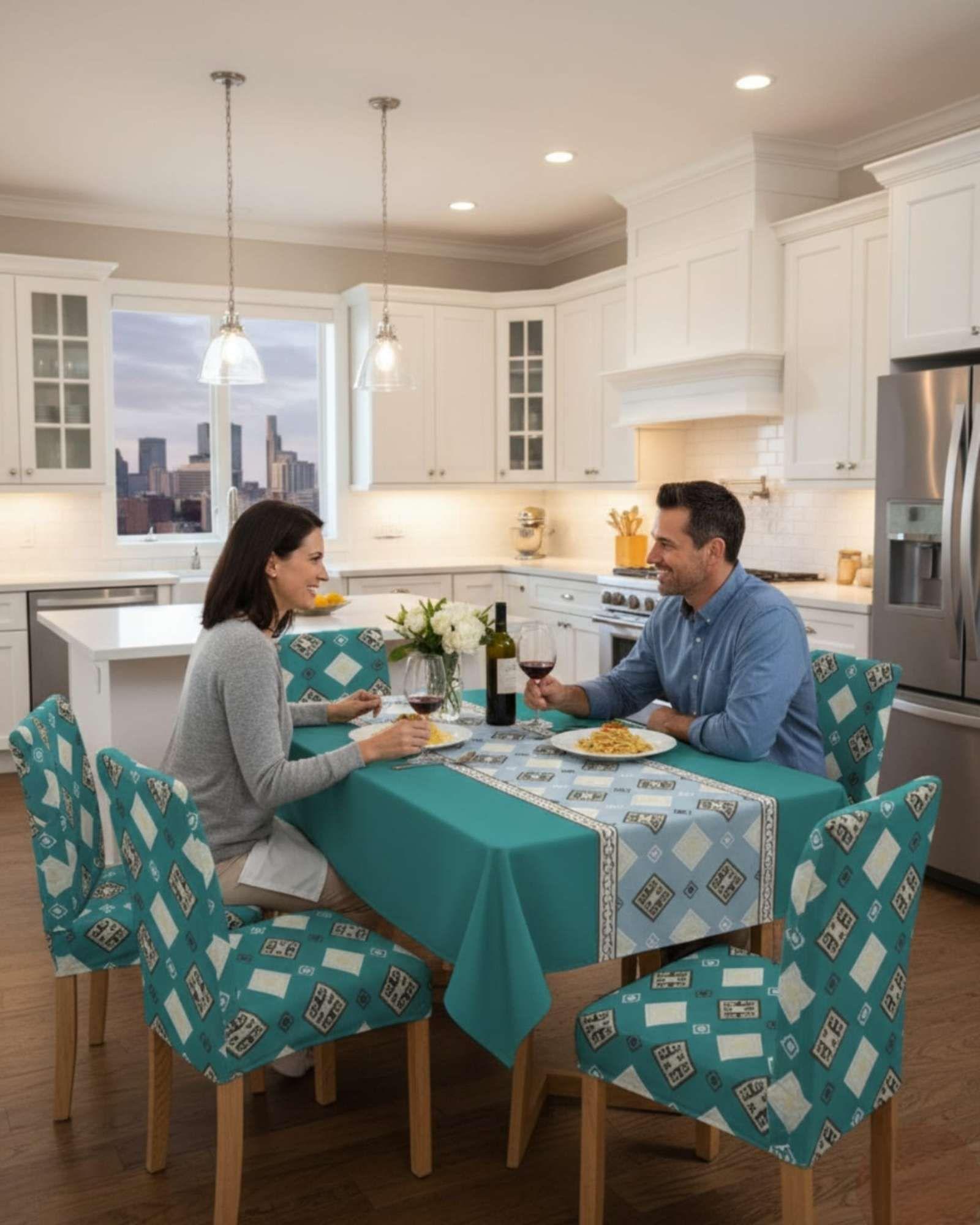 Juego De Mantel Antimanchas 140x220 + 6 Fundas De Silla 21-2