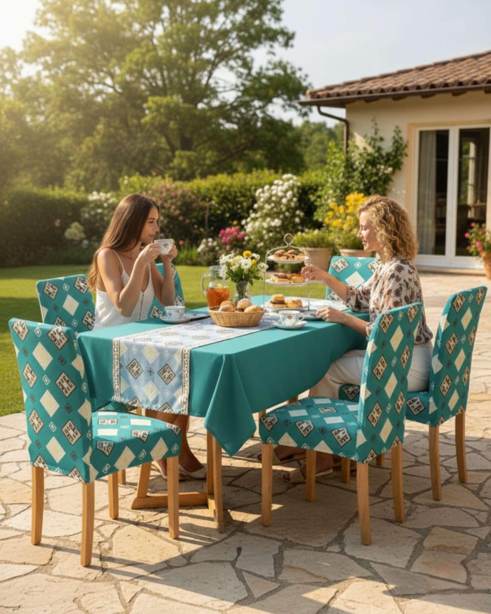 Juego De Mantel Antimanchas 140x220 + 6 Fundas De Silla 21-3