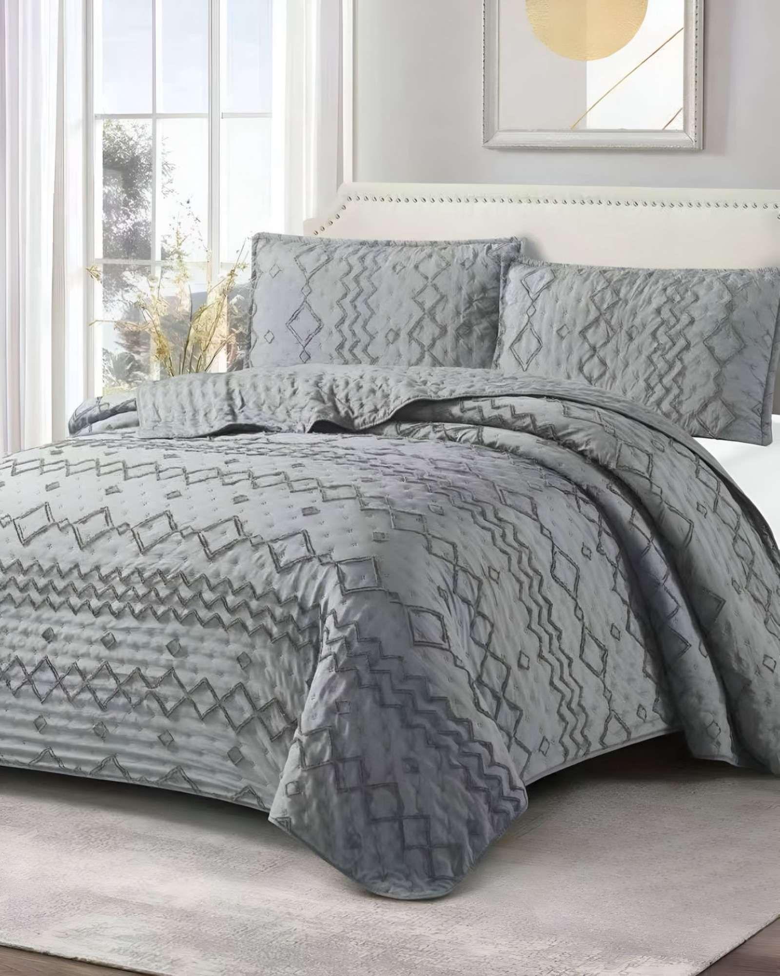 CUBRECAMA QUILT TUFTING DE LUJO SUAVE PLAZA Y MEDIA t08-3