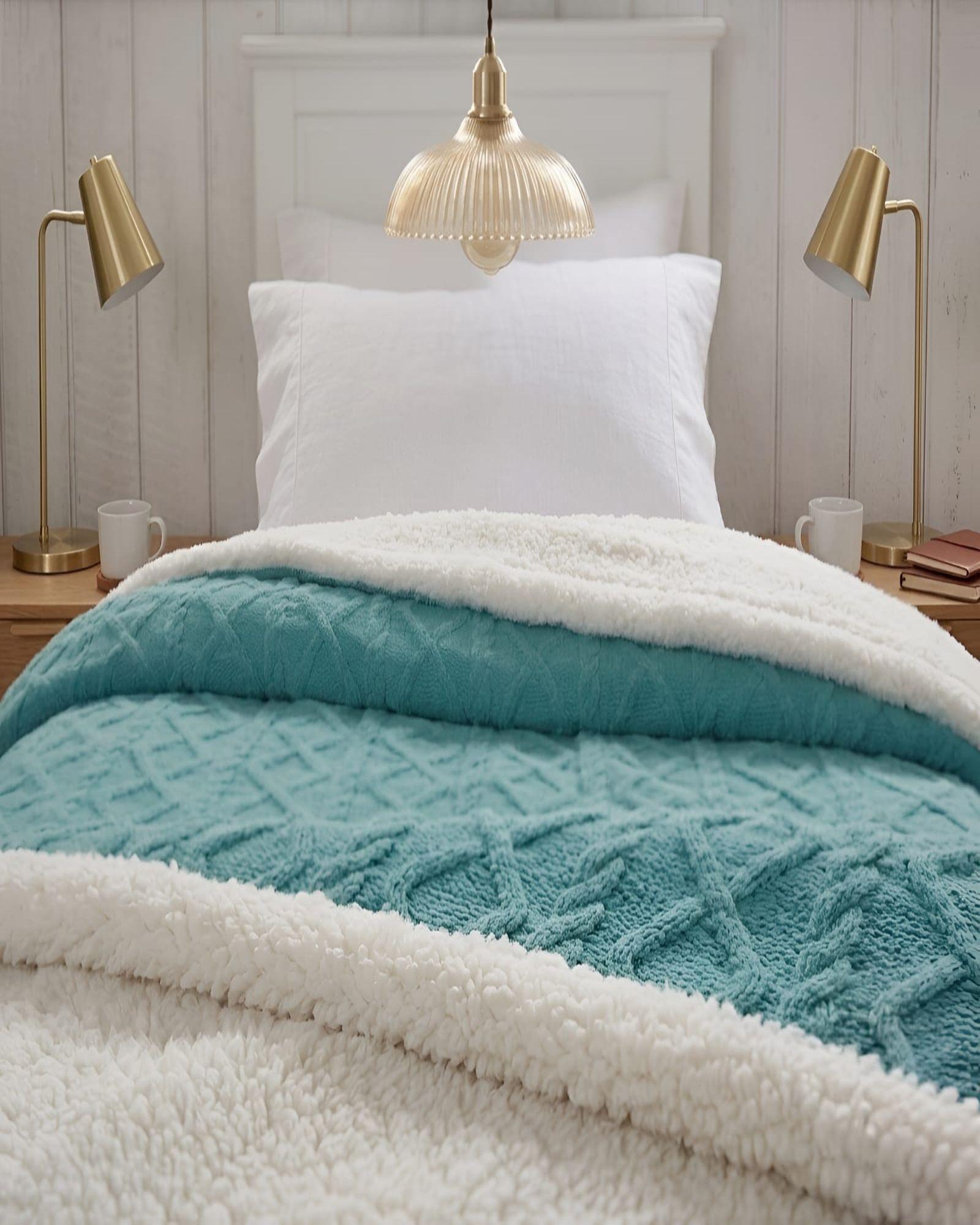 Frazada Sherpa Premium Con Diseño De Diamantes King m4-4