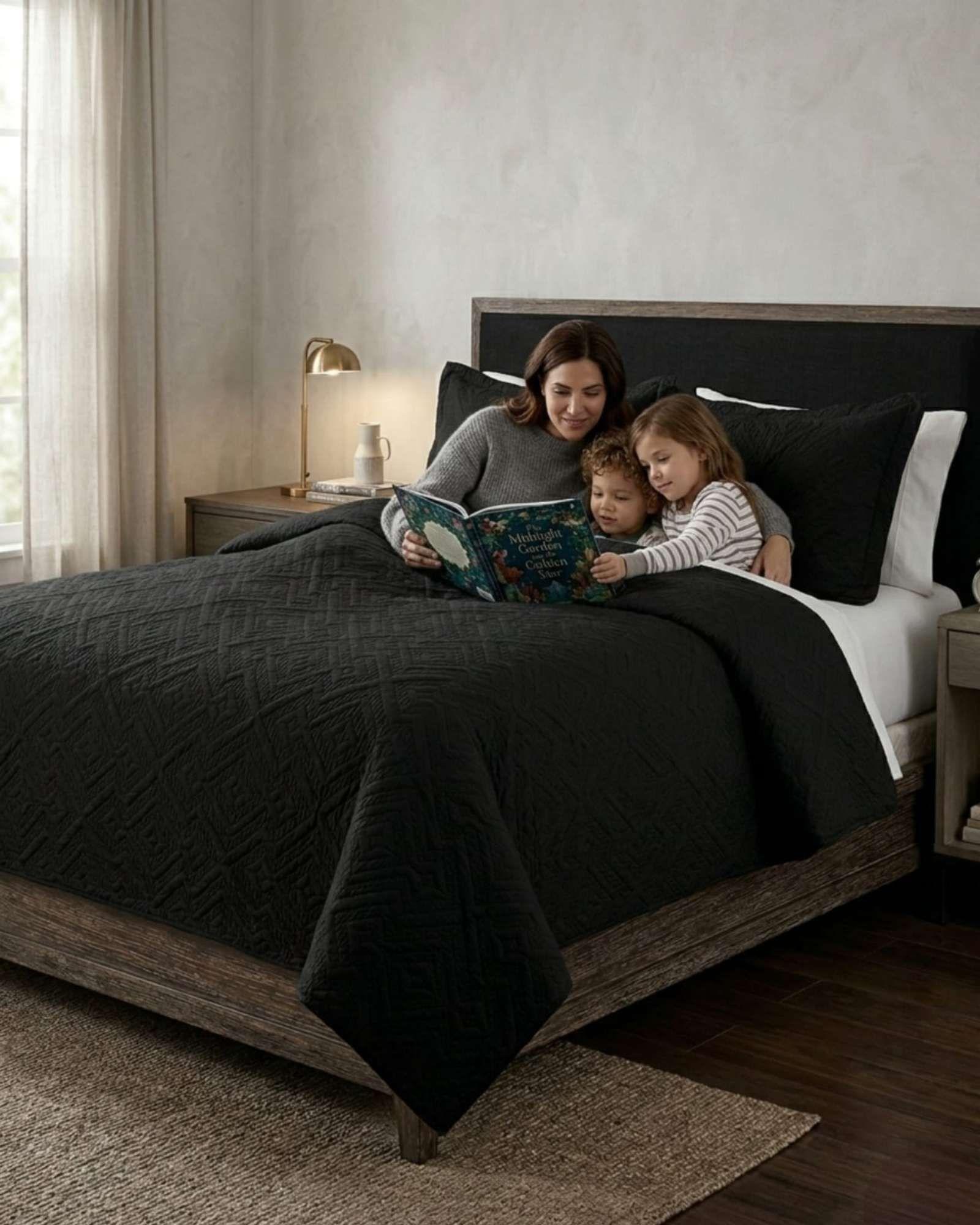 Quilt de Verano Transpirable, Ligero y Elegante Super king negro-4