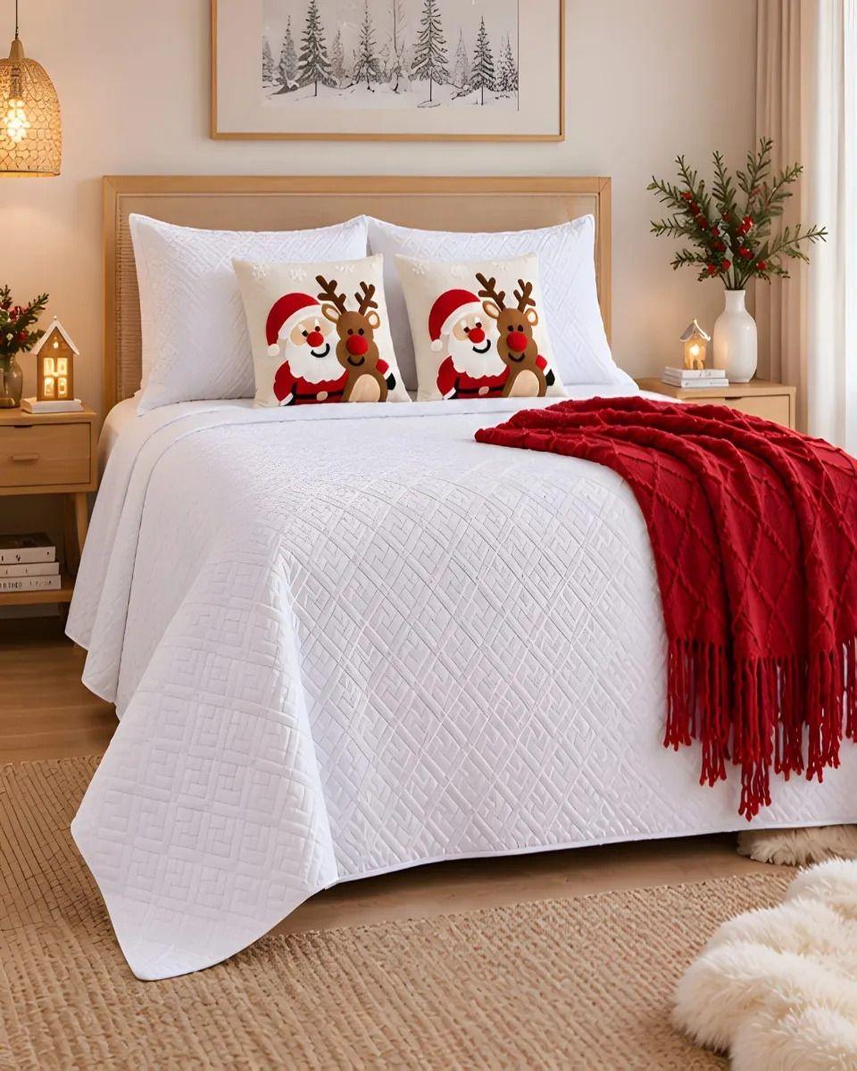 Set de Cama Navideño con Cubrecamas y 2 Fundas de Cojin King m31-3