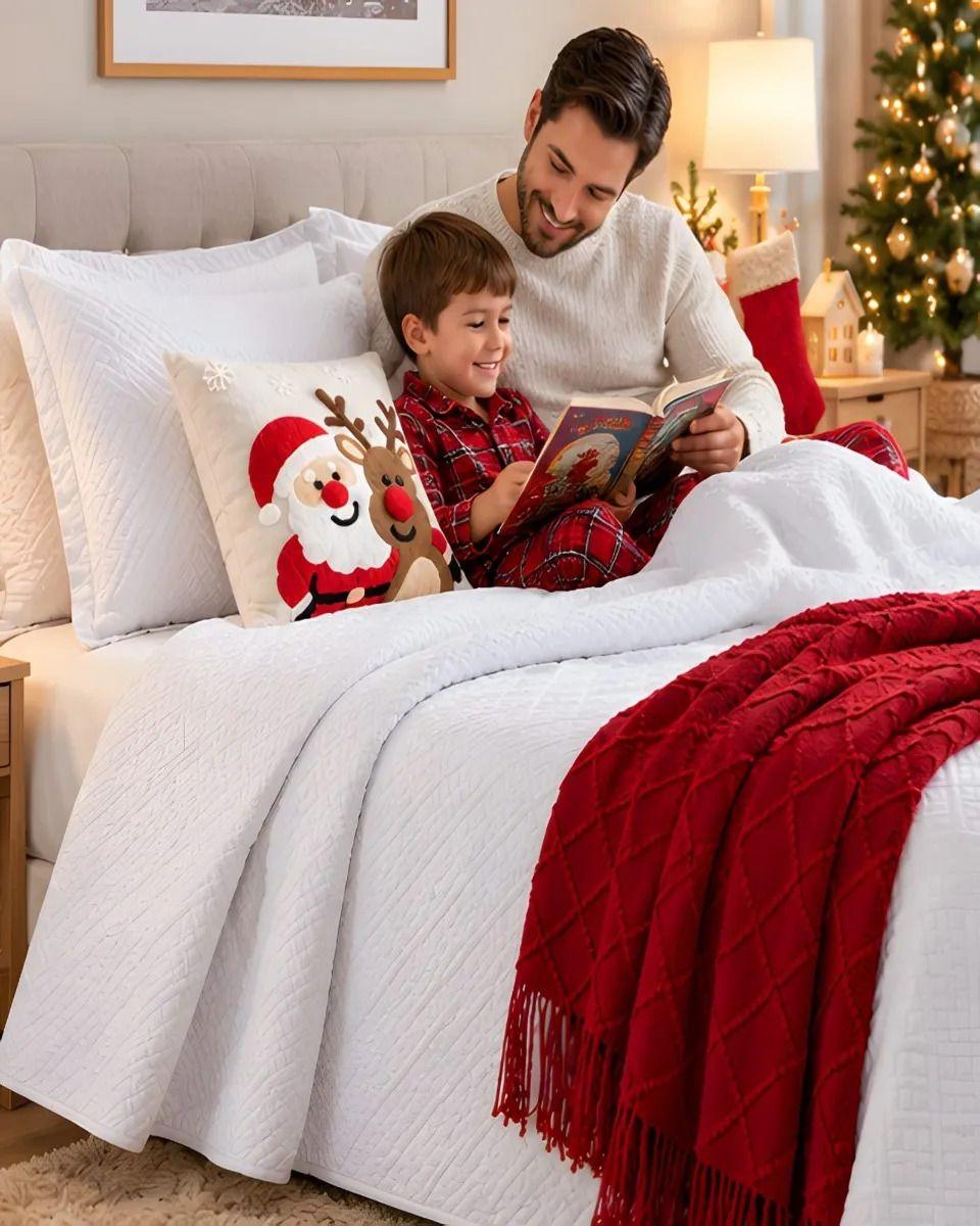 Set de Cama Navideño con Cubrecamas y 2 Fundas de Cojin King m31-5