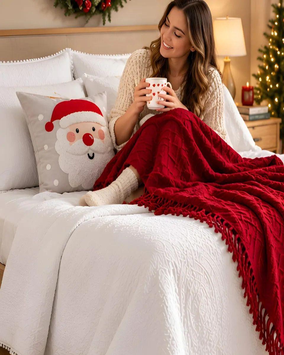 Set de Cama Navideño con Cubrecamas y 2 Fundas de Cojin King m10-6