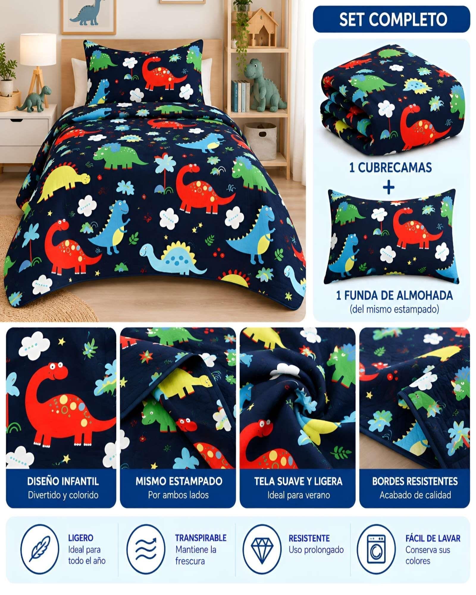 Set Quilt Verano 1.5 Plazas + Almohada + Funda De Almohada 16-5