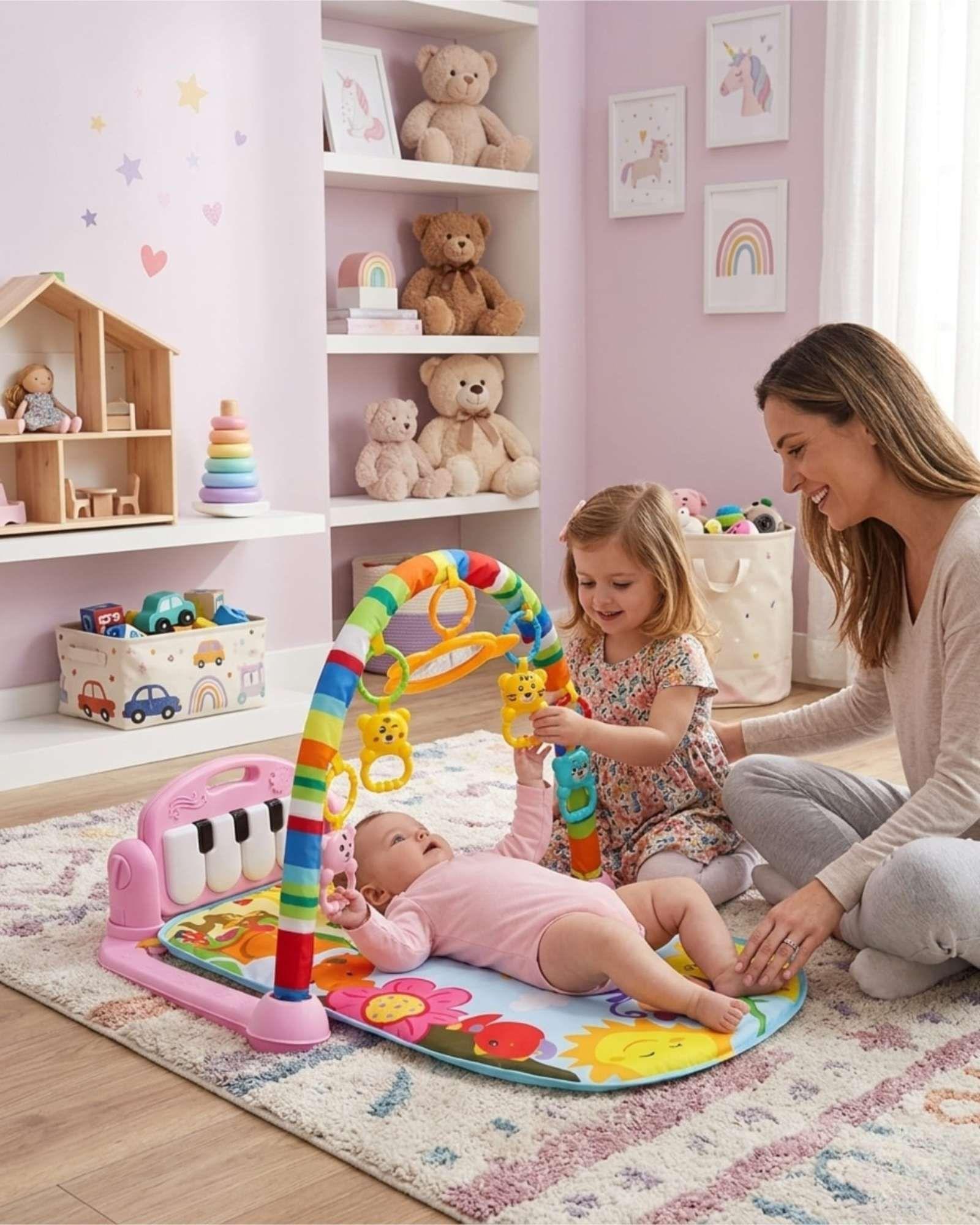 Gimnasio Y Piano Musical Multifuncional Para Bebes Rosa-2