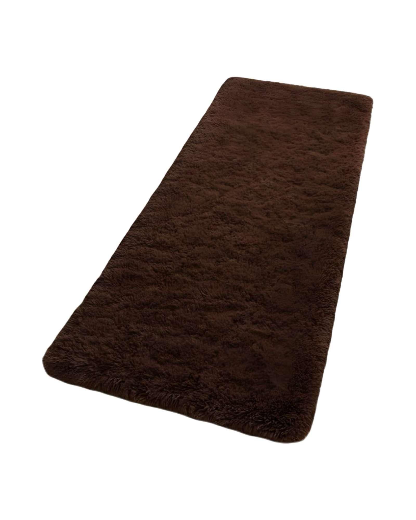 Set de 2 Alfombra Pasillera Shaggy 70x150 cm Pelo Largo café-2