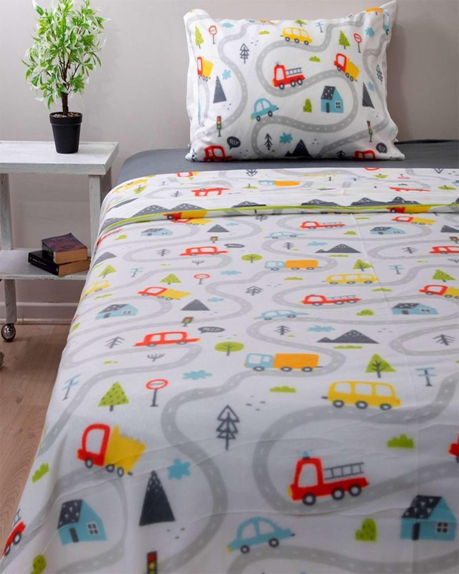 Sabana Polar Infantil plaza y media Autos-3