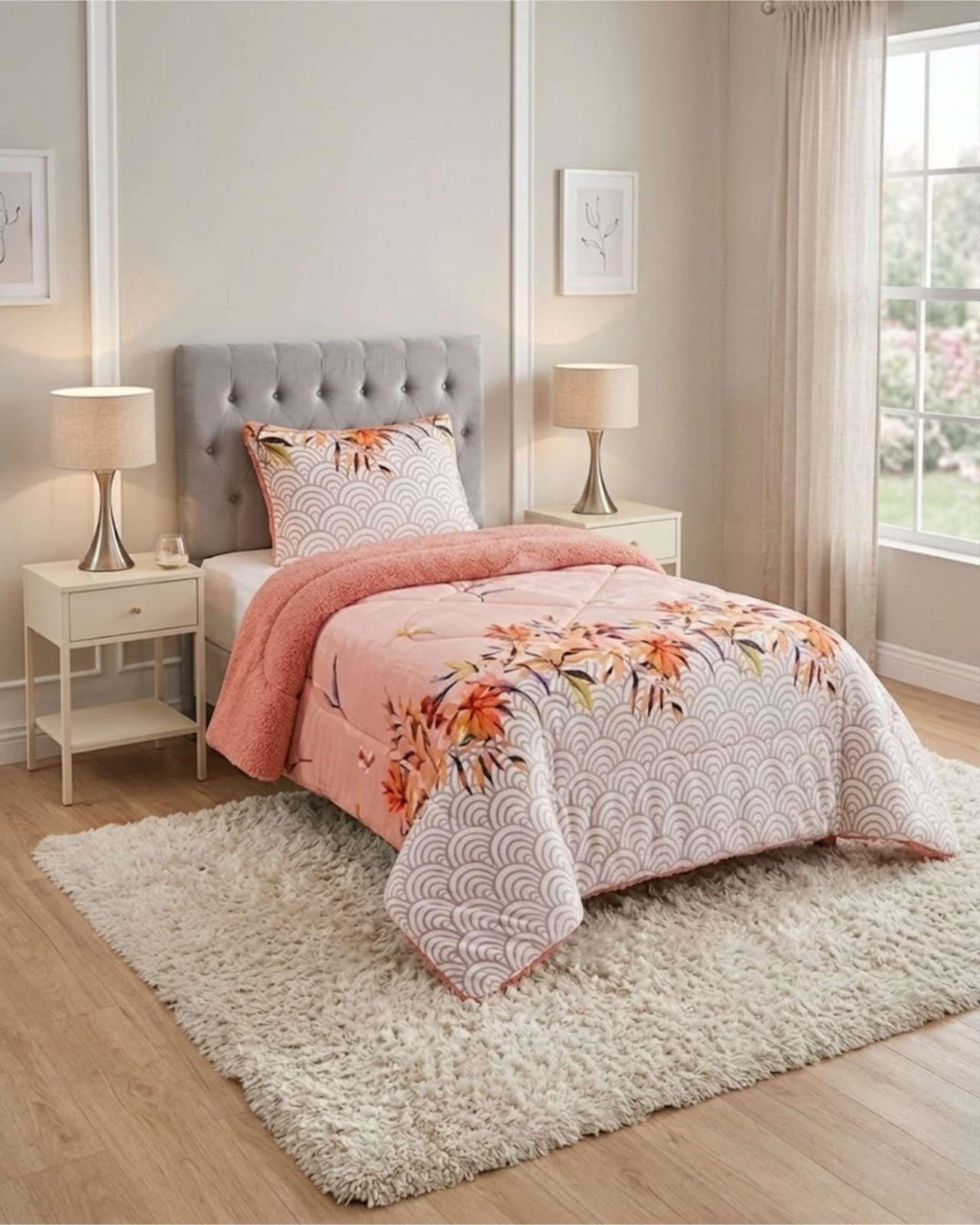 Cubrecama Plush con Chiporro Plaza y Media Diseño Premium C19-3