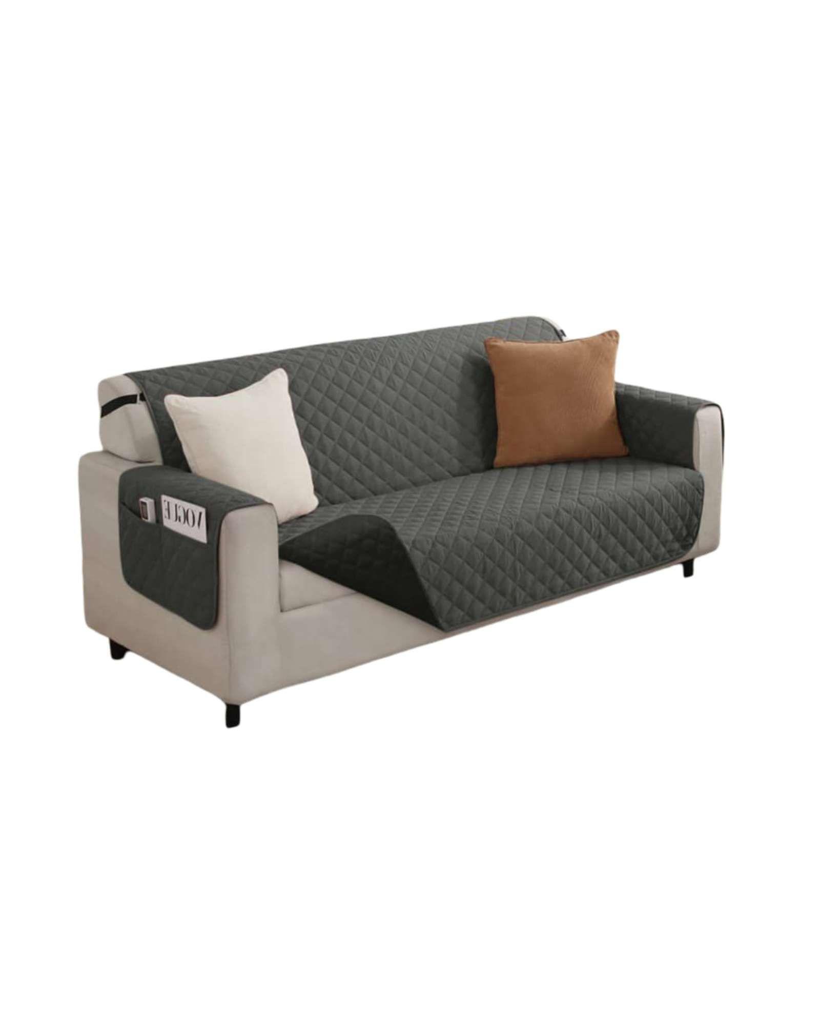 Cubre sillon reversibles con bolsas 3 Cuerpos gris-2