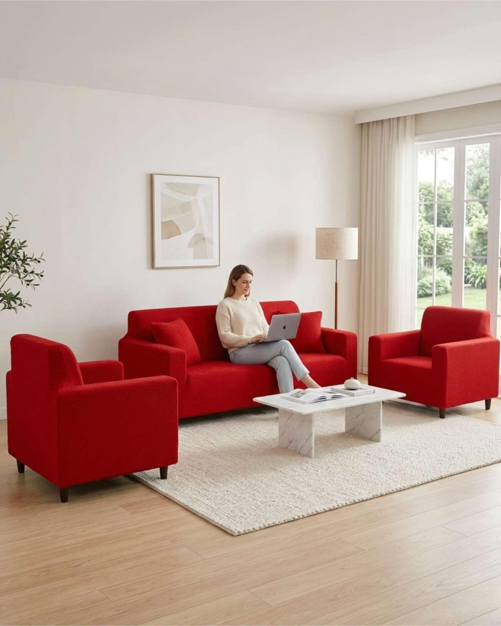 Pack Fundas Elásticas 3+1+1 para Sofá Tipo T - Tela Spandex Texturizada 03-2