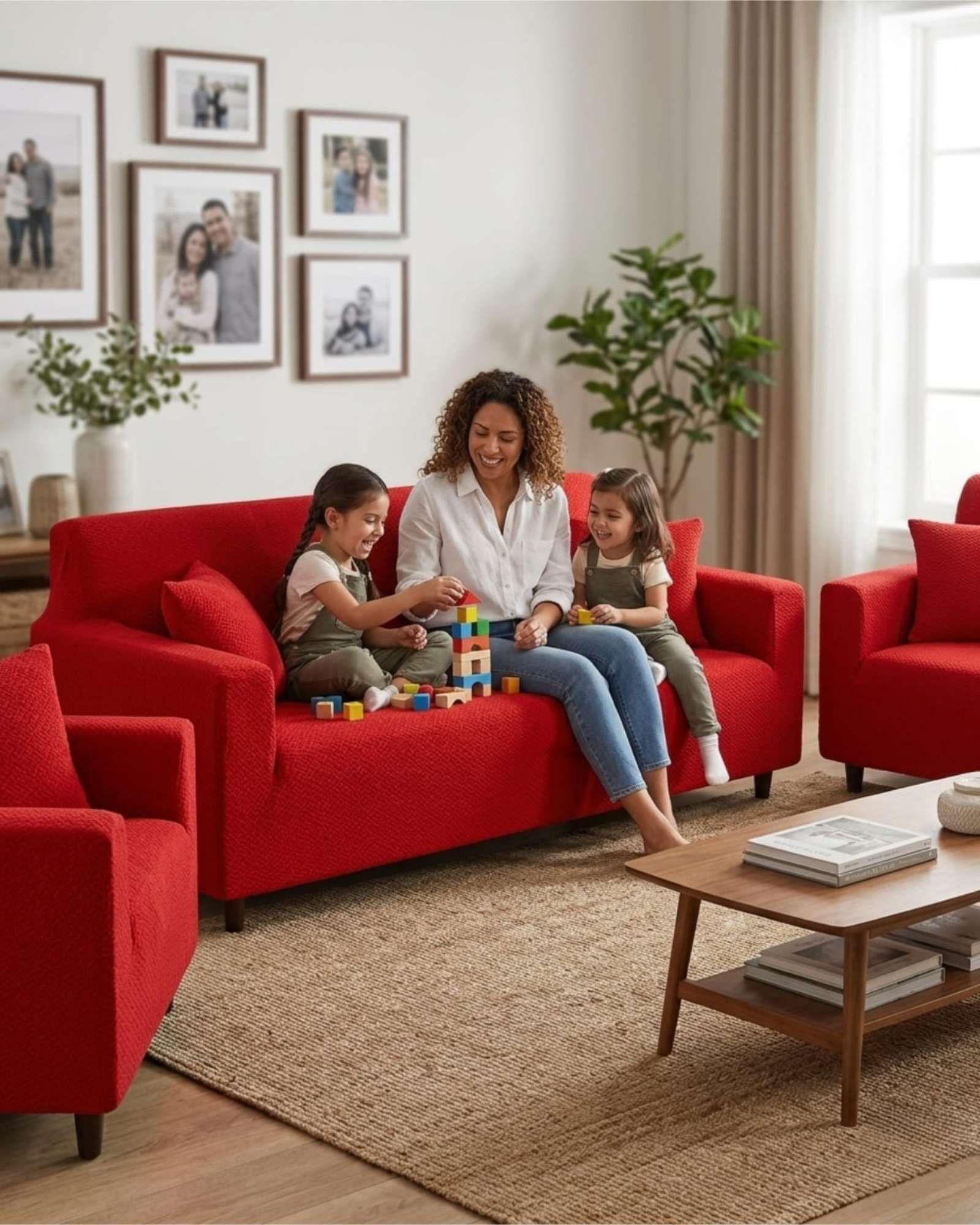 Pack Fundas Elásticas 3+1+1 para Sofá Tipo T - Tela Spandex Texturizada 03-4